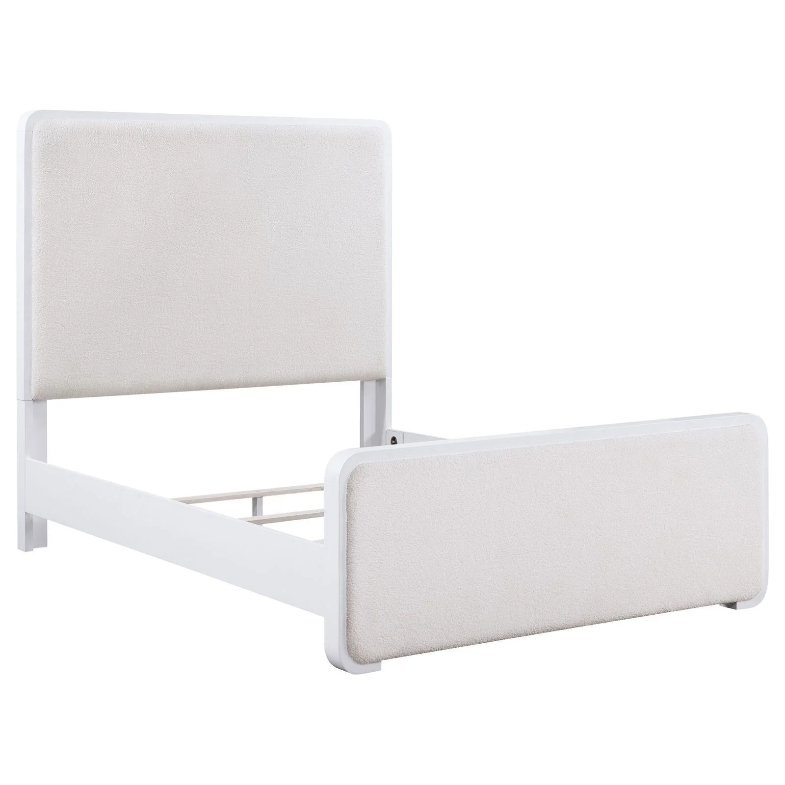 Anastasia Boucle Upholstered King Panel Bed Pearl White Beige - Image 3