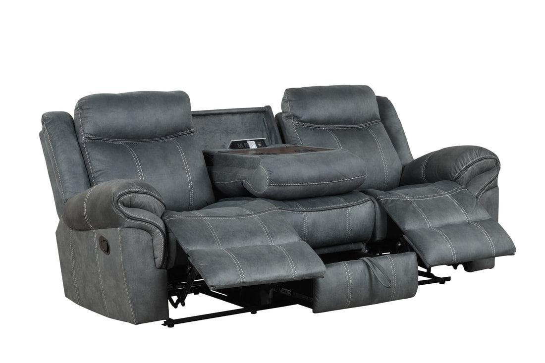 Andres Gray Faux Leather Upholstered 3-Piece Reclining Living Room Set - Image 2