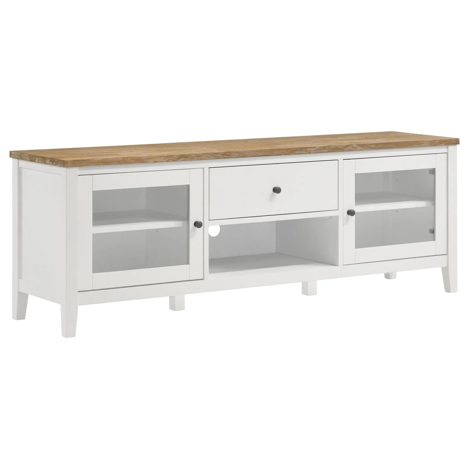 Angela 2 Door Wooden 67" TV Stand Brown White - Image 1