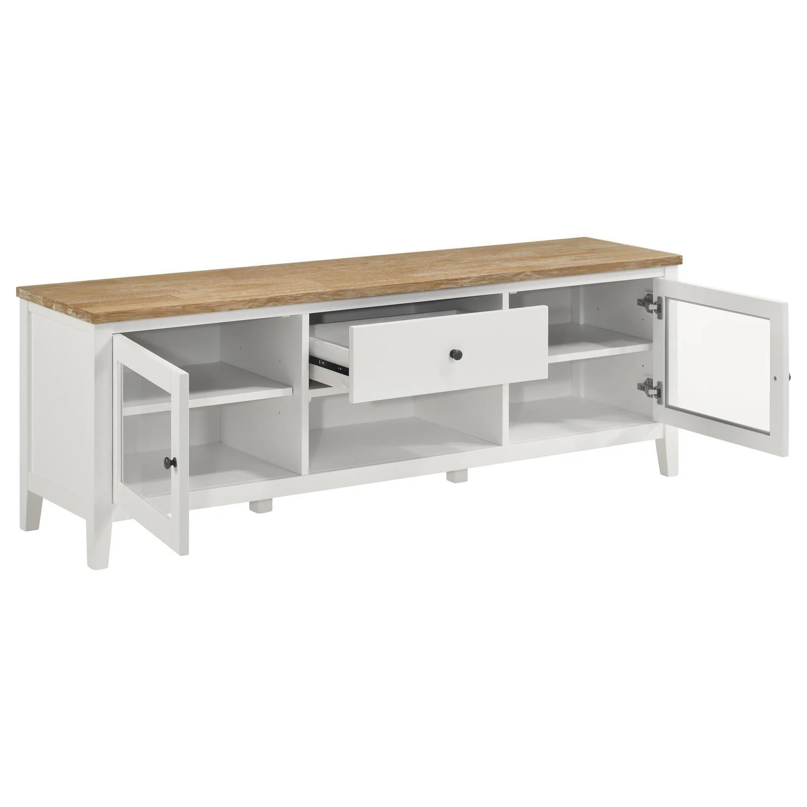 Angela 2 Door Wooden 67" TV Stand Brown White - Image 3