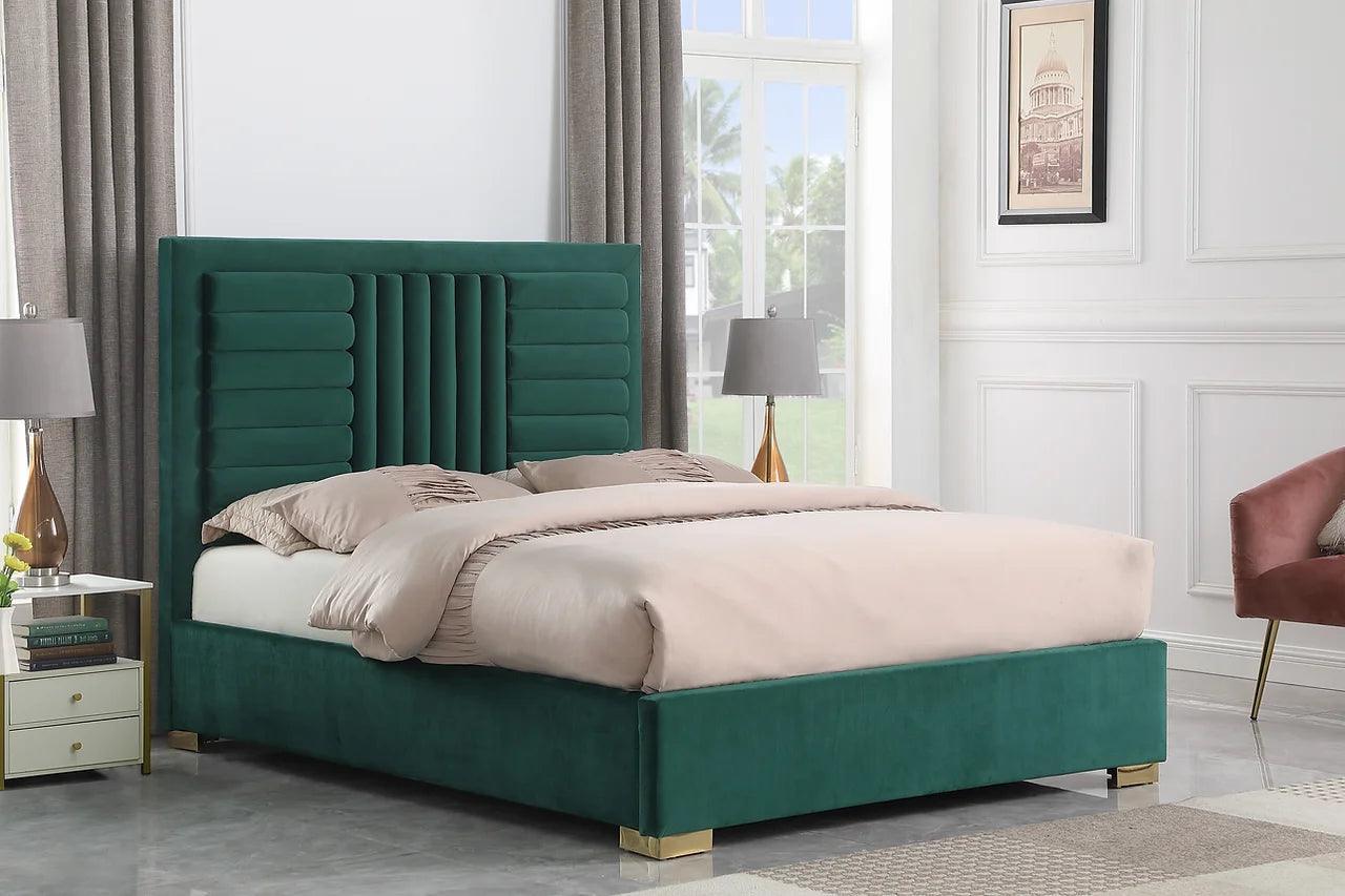 Anita Green Upholstered Platform Queen Bed