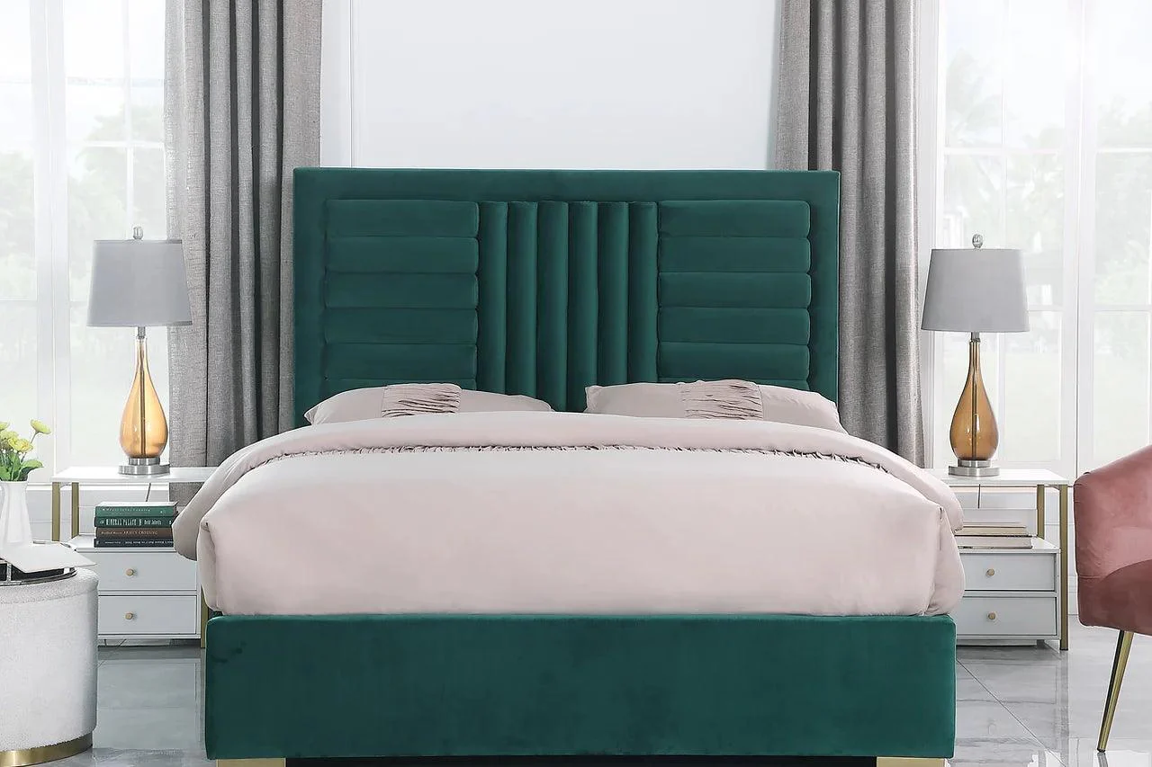 Anita Green Upholstered Platform Queen Bed - Image 3