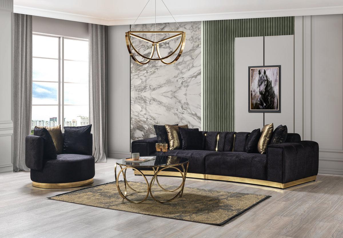 Anne Black Velvet Curved Sectional - Image 1