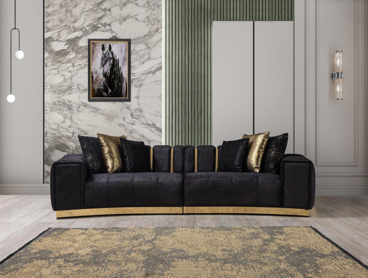 Anne Black Velvet Curved Sectional - Image 2