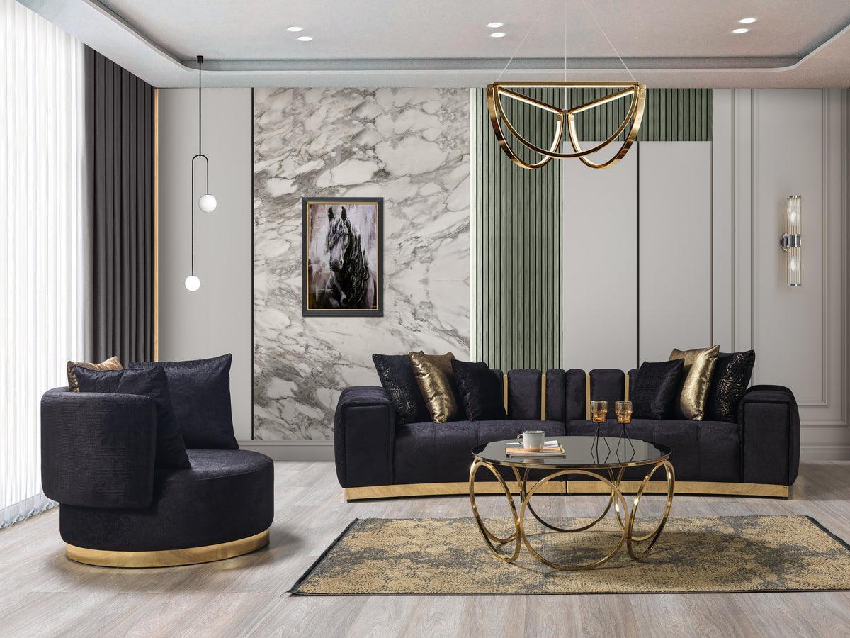 Anne Black Velvet Curved Sectional - Image 3