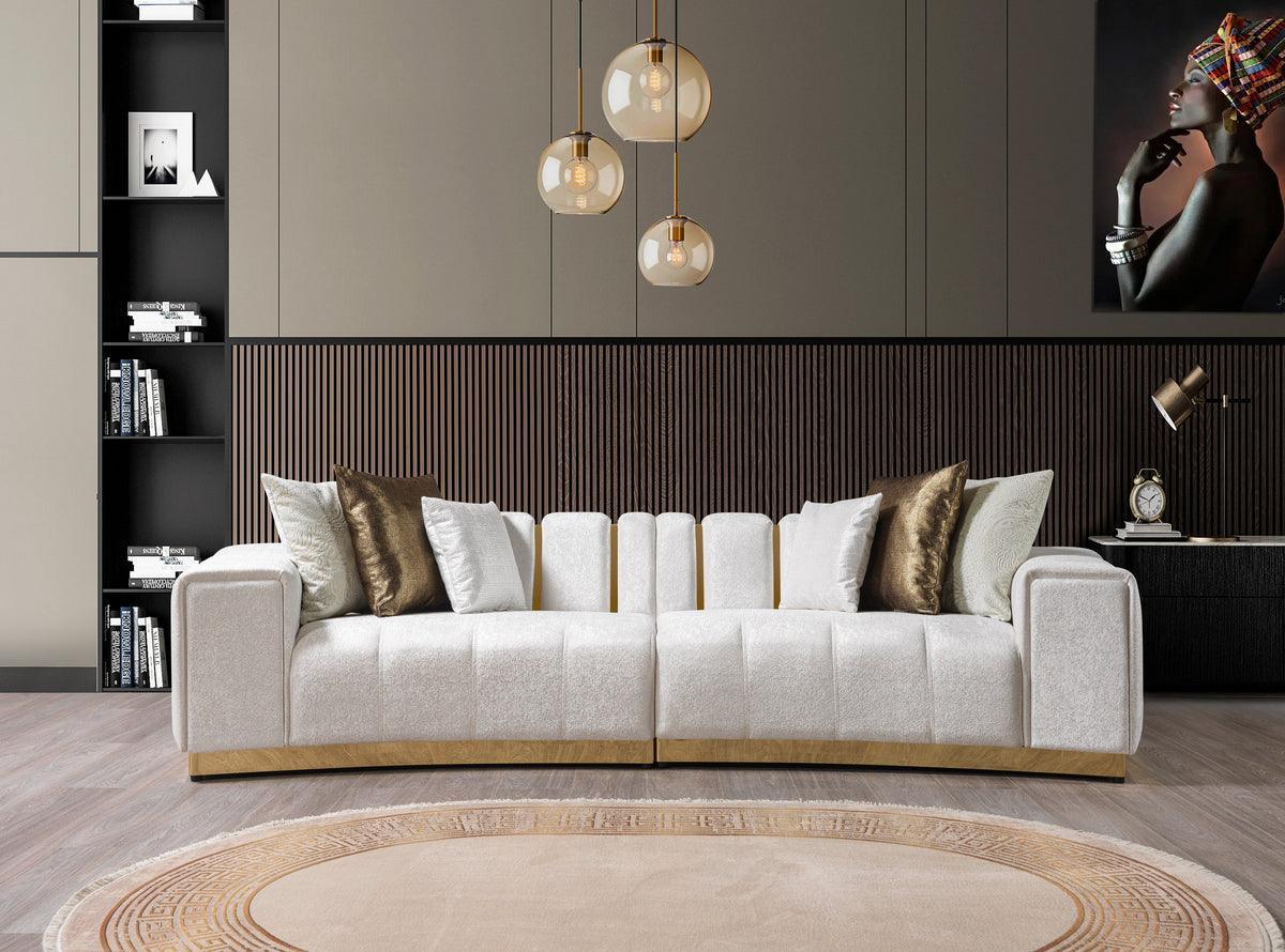 Anne Ivory Velvet Curved Sectional - Image 2