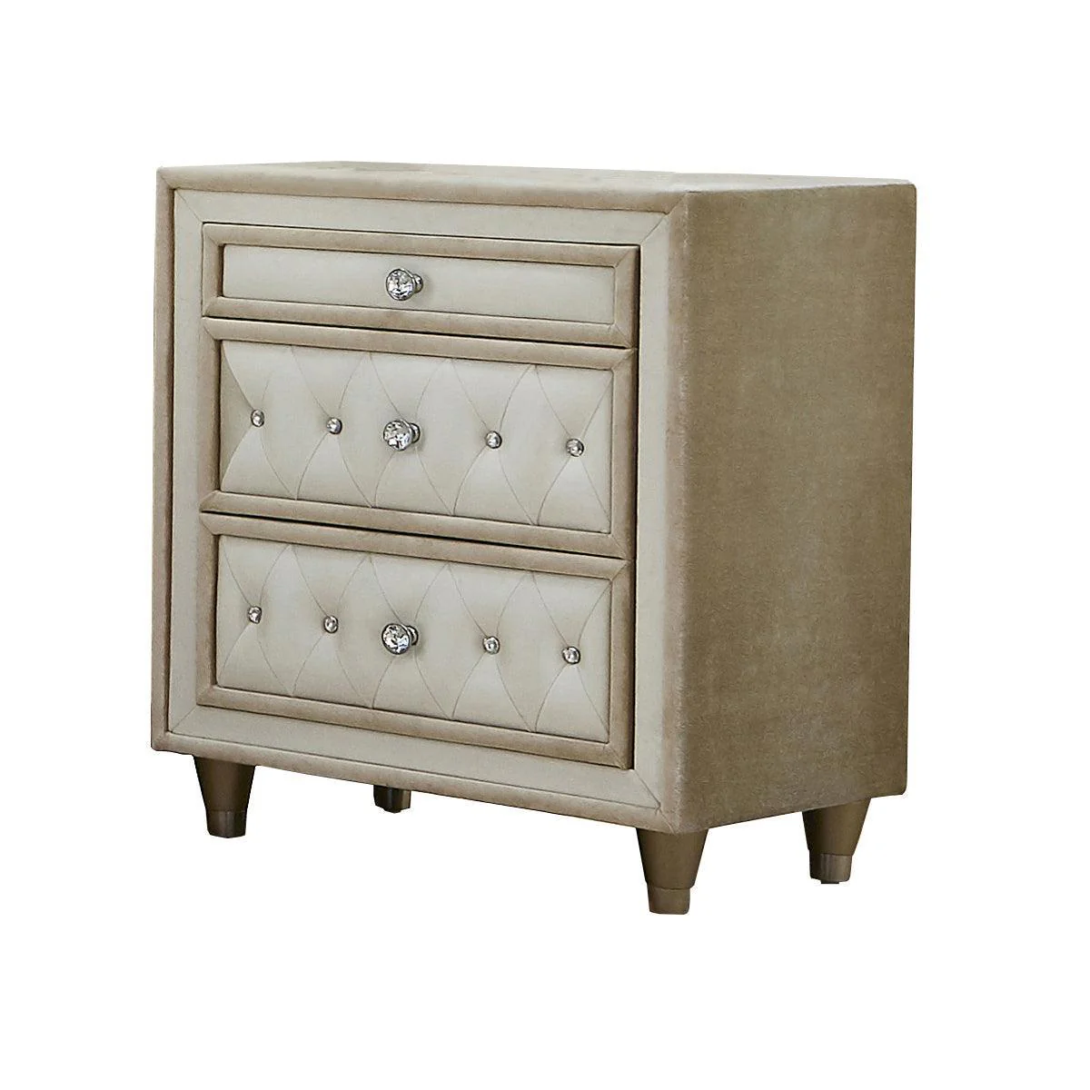 Antonella Ivory Camel Upholstered Tufted Panel Bedroom Set - Image 3