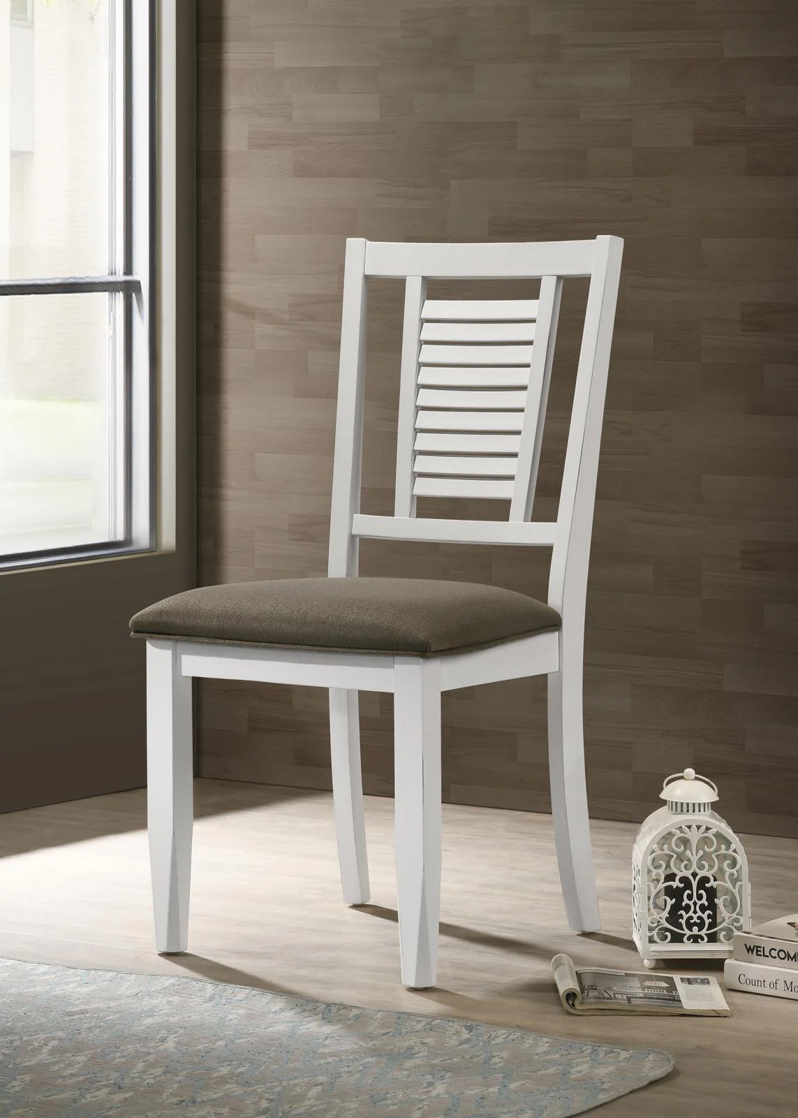 Appleton Ladder Back Dining Side Chair White Brown (Set of 2) - Image 2