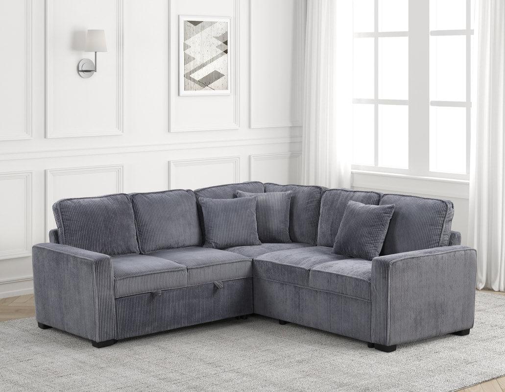 Ariel Charcoal Sectional w Pull-Out Bed - Image 1
