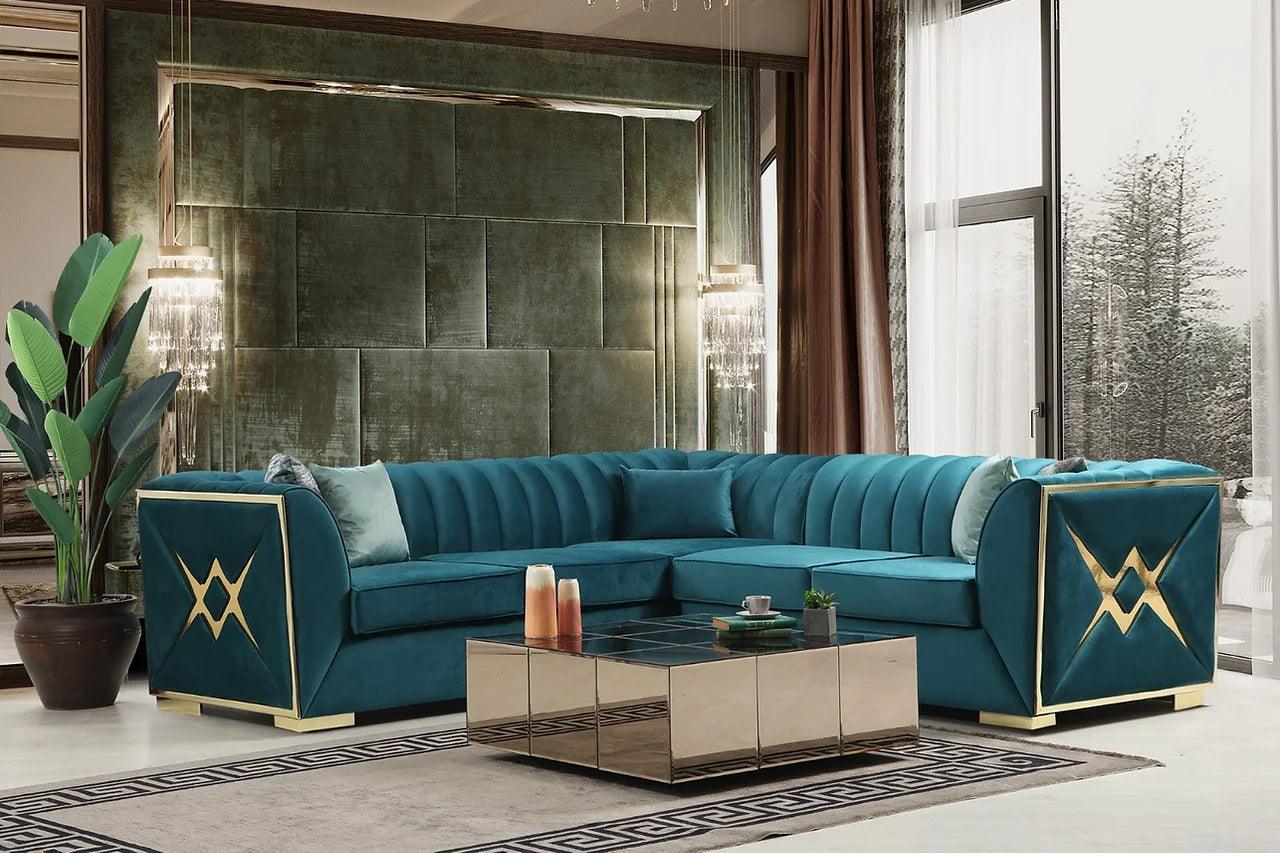 Ariana Sea Foam Blue Velvet Sectional - Image 1