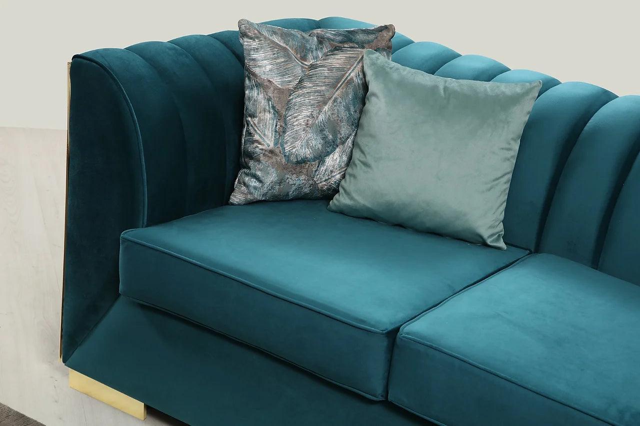 Ariana Sea Foam Blue Velvet Sectional - Image 3