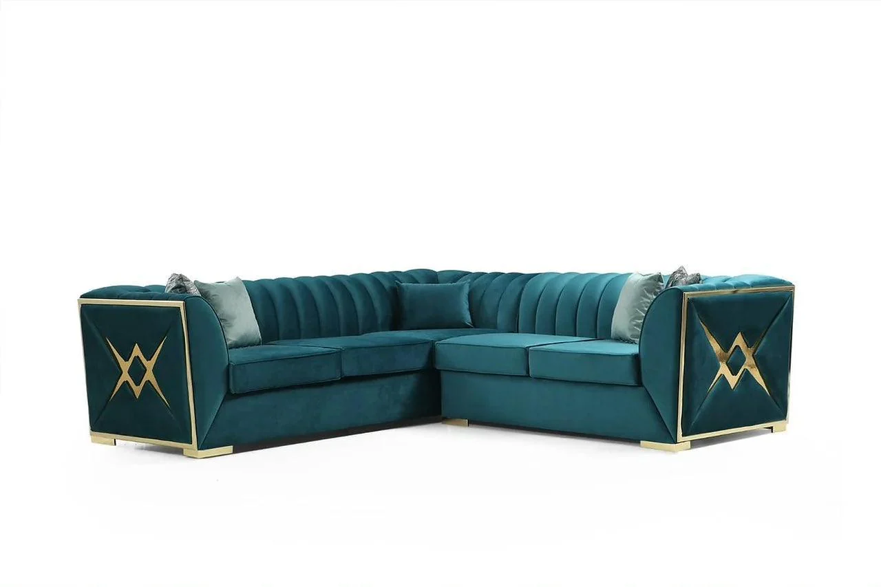 Ariana Sea Foam Blue Velvet Sectional - Image 2