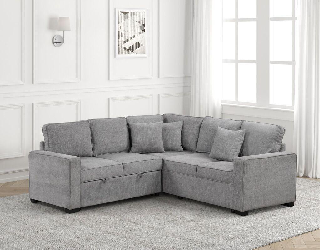 Ariel Gray Sectional w Pull-Out Bed - Image 1