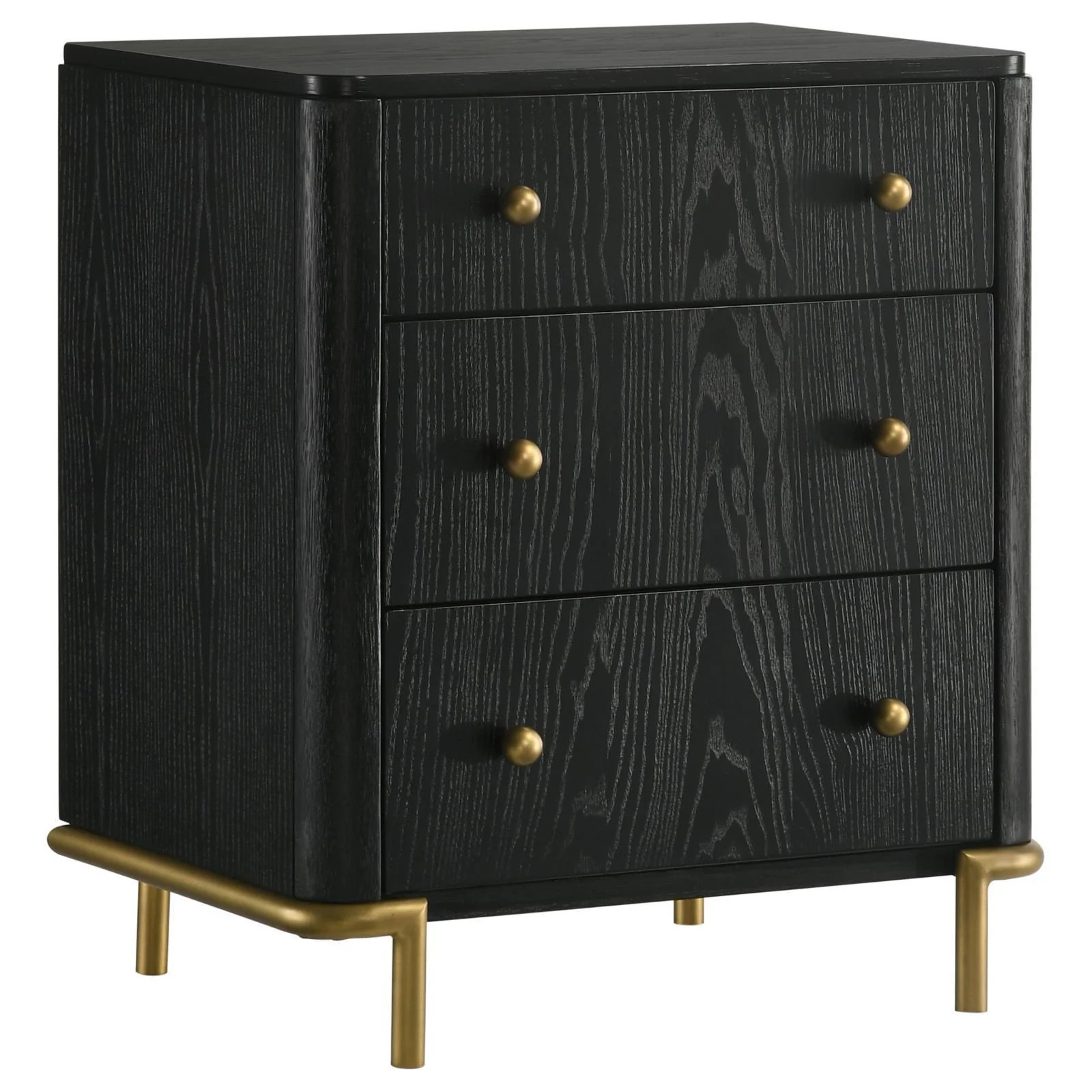 Arini 3 Drawer Nightstand Bedide Table With Usb Outlet Black