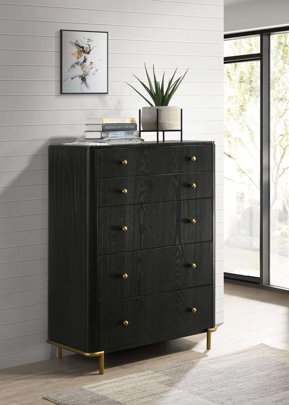 Arini 5 Drawer Bedroom Chest Black - Image 2