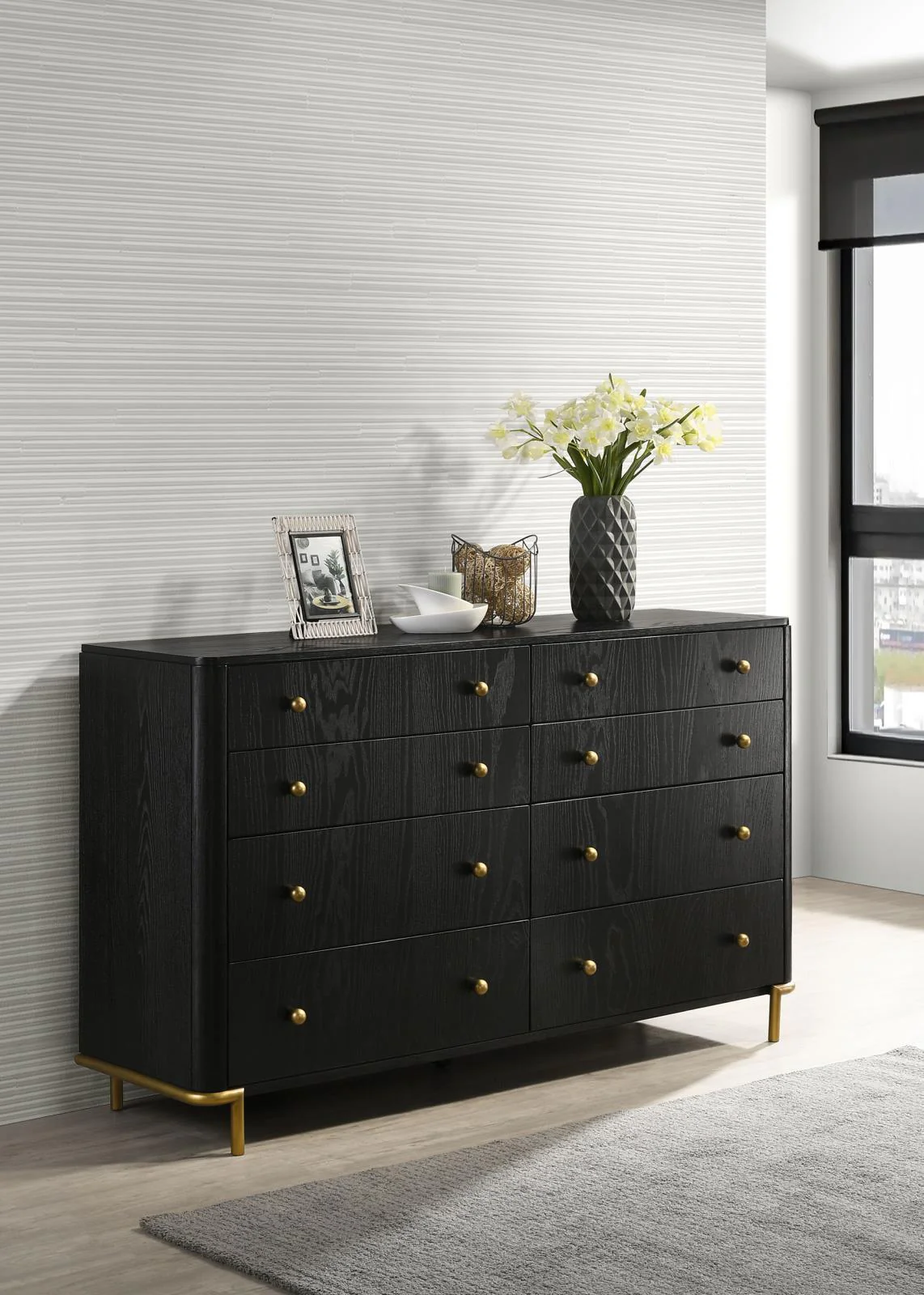 Arini 8 Drawer Bedroom Dresser Black - Image 2