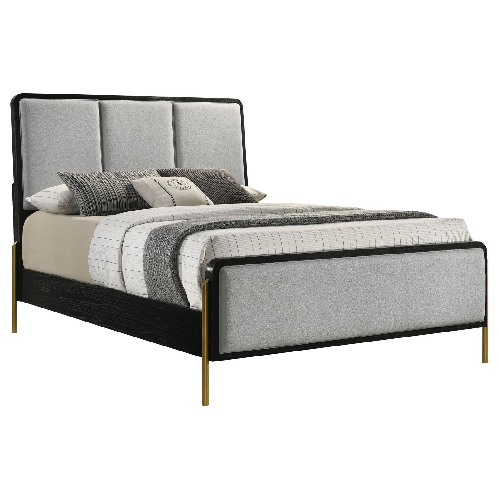 Arini King Bed With Upholstered Headboard Black Grey - Image 2
