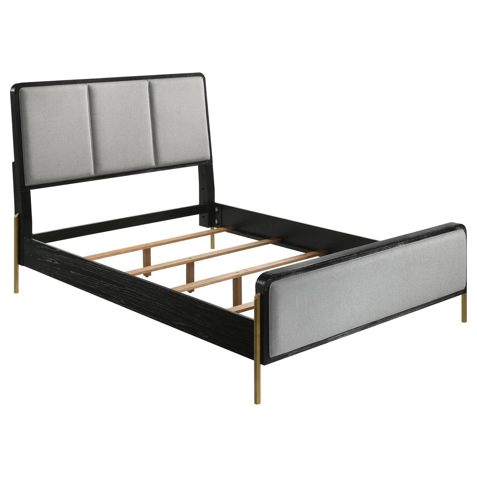 Arini Queen Bed With Upholstered Headboard Black Grey - Image 3