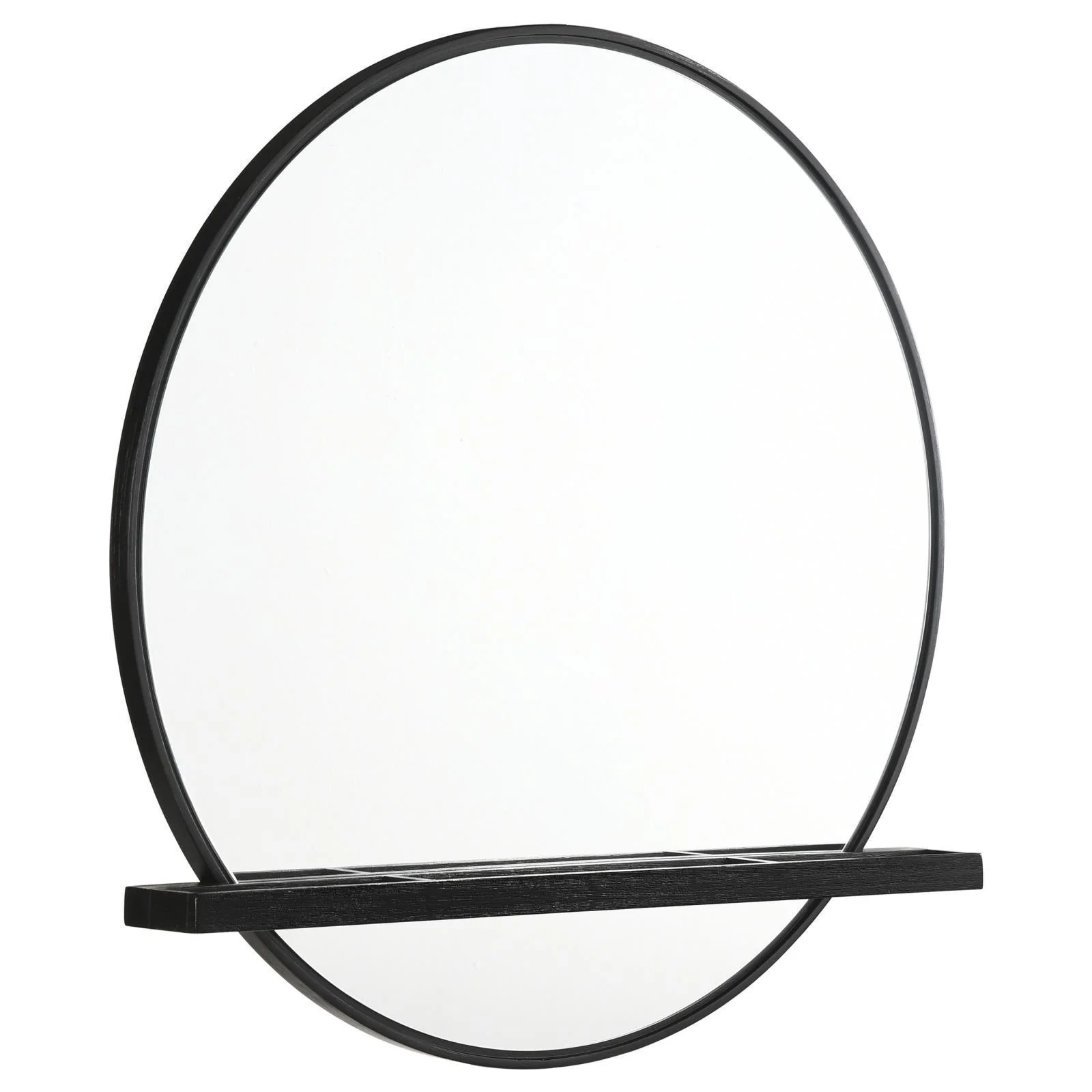 Arini Round Dresser Mirror With Shelf Black - Image 1