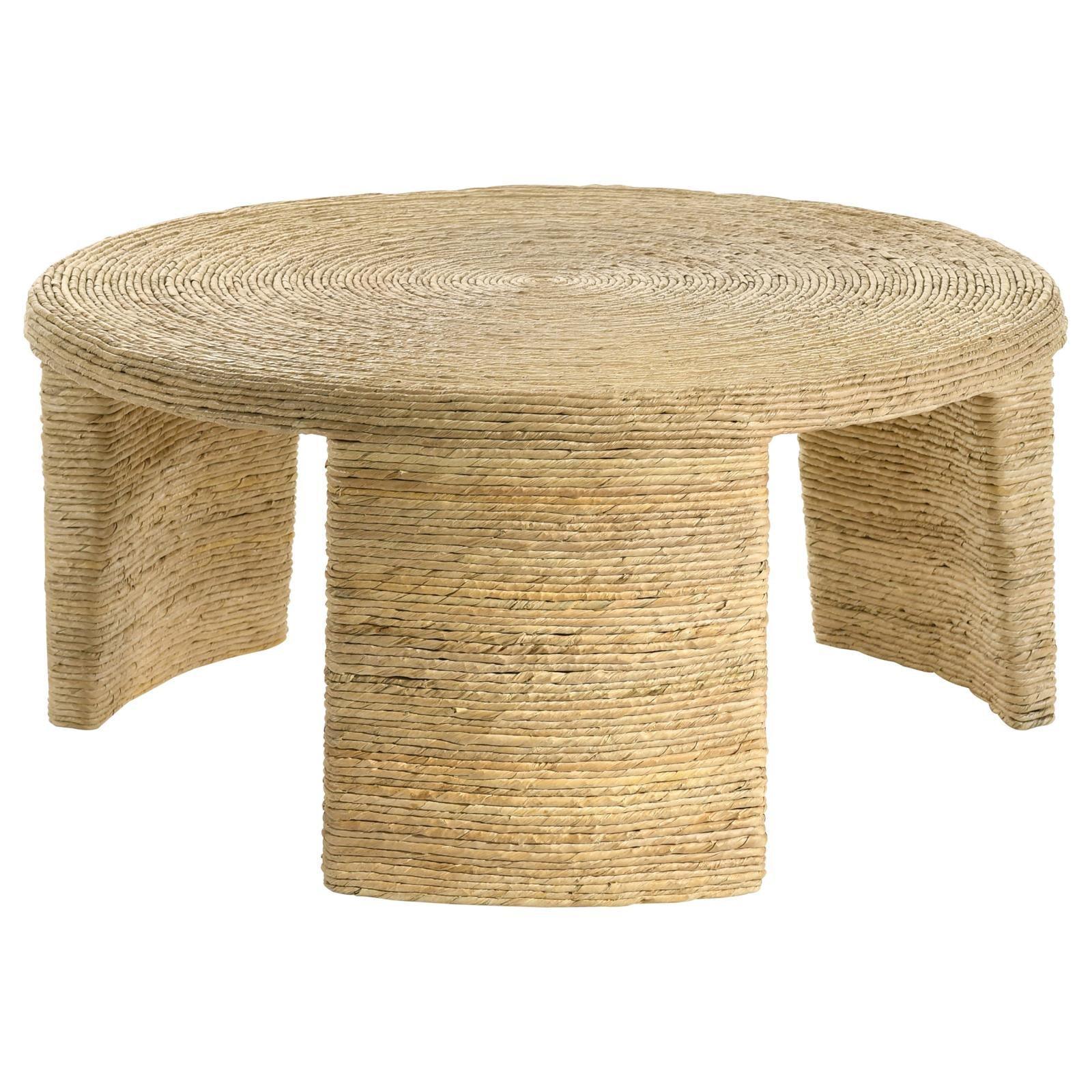 Artina Woven Rattan Round Coffee Table Natural Brown - Image 3