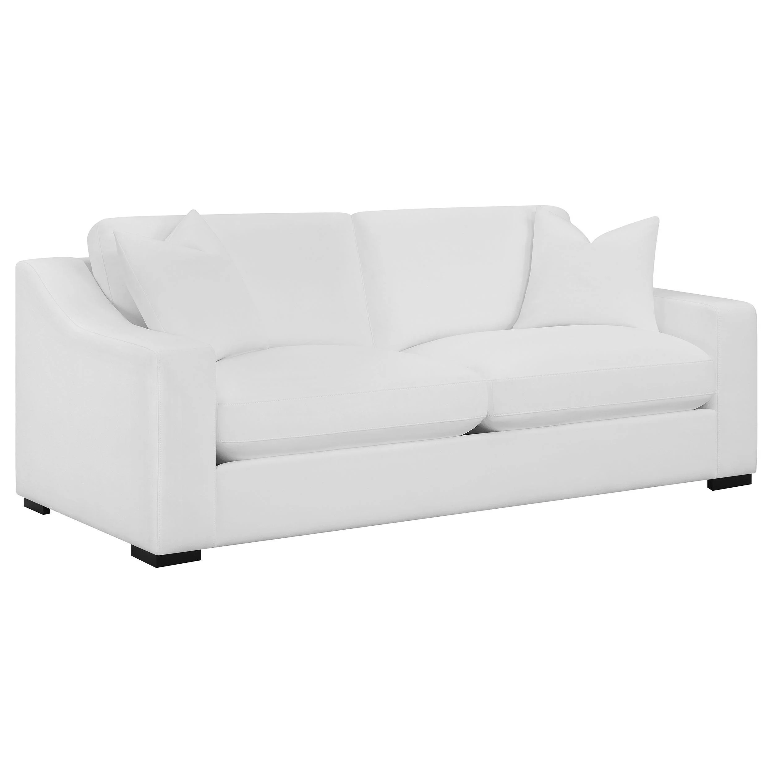Ashlyn 2-Piece Upholstered Sloped Arm Sofa Set White - Image 2
