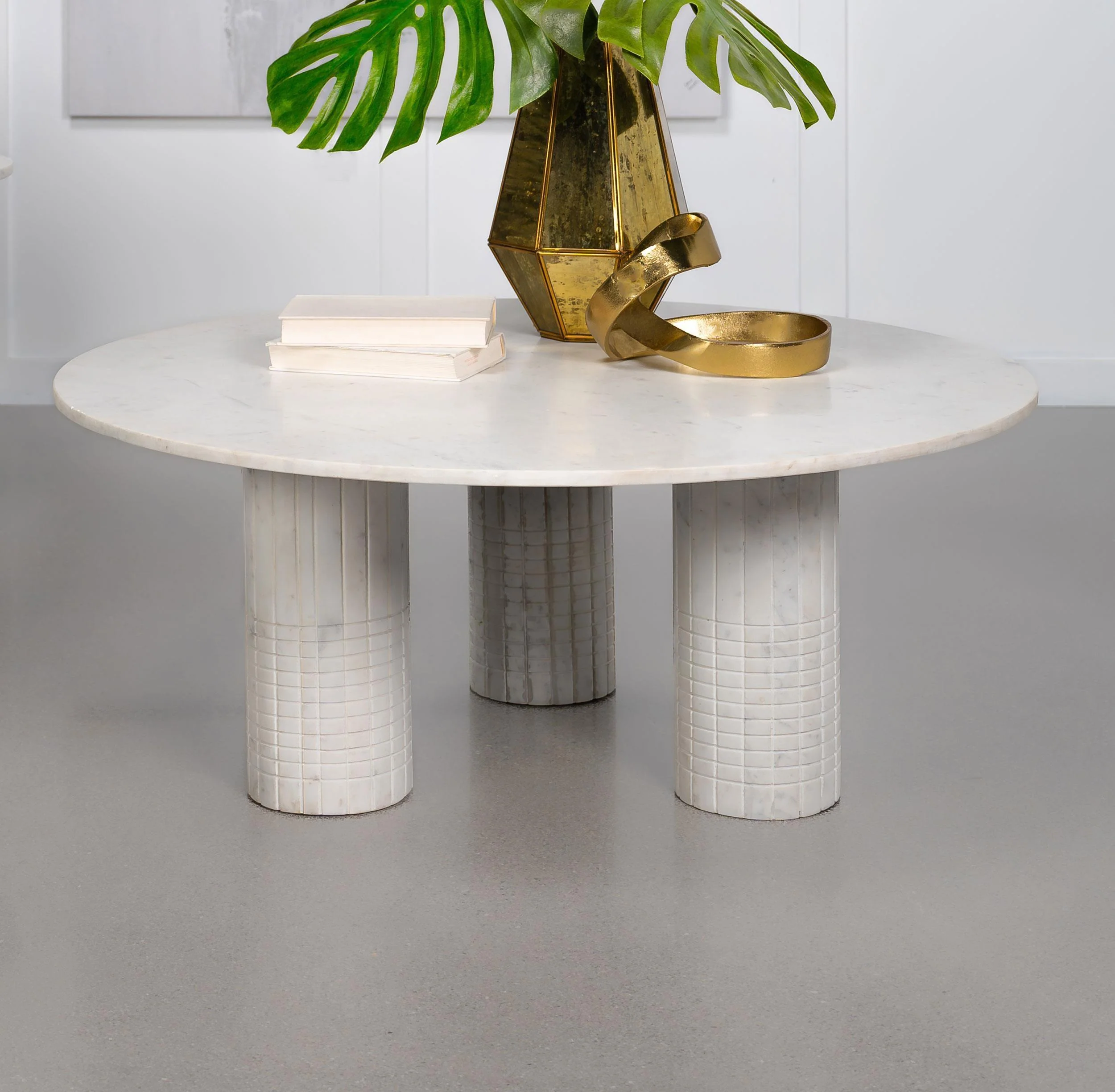 Astoria Round Genuine Marble Coffee Table White - Image 2