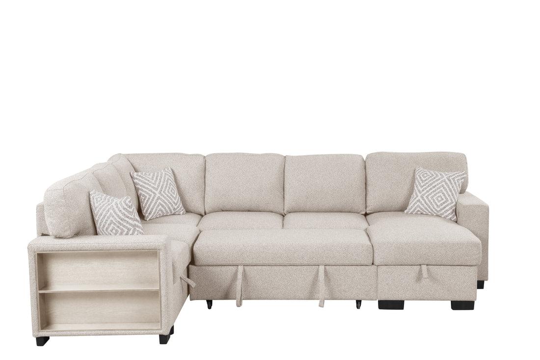 Atlantic Beige Sectional w Pull-Out Bed - Image 1