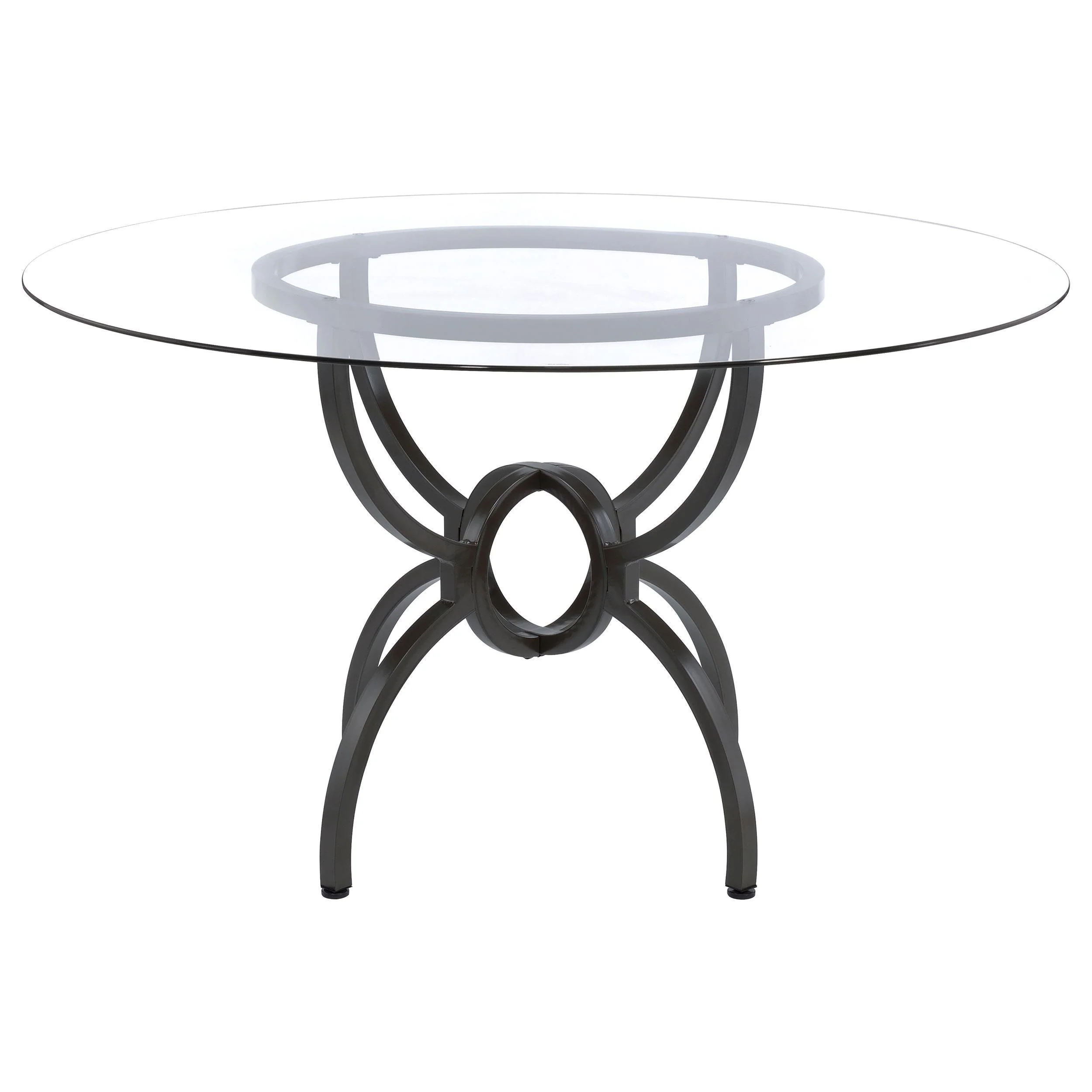 Aviano Round 48 inch Glass Top Metal Dining Table Gunmetal - Image 3