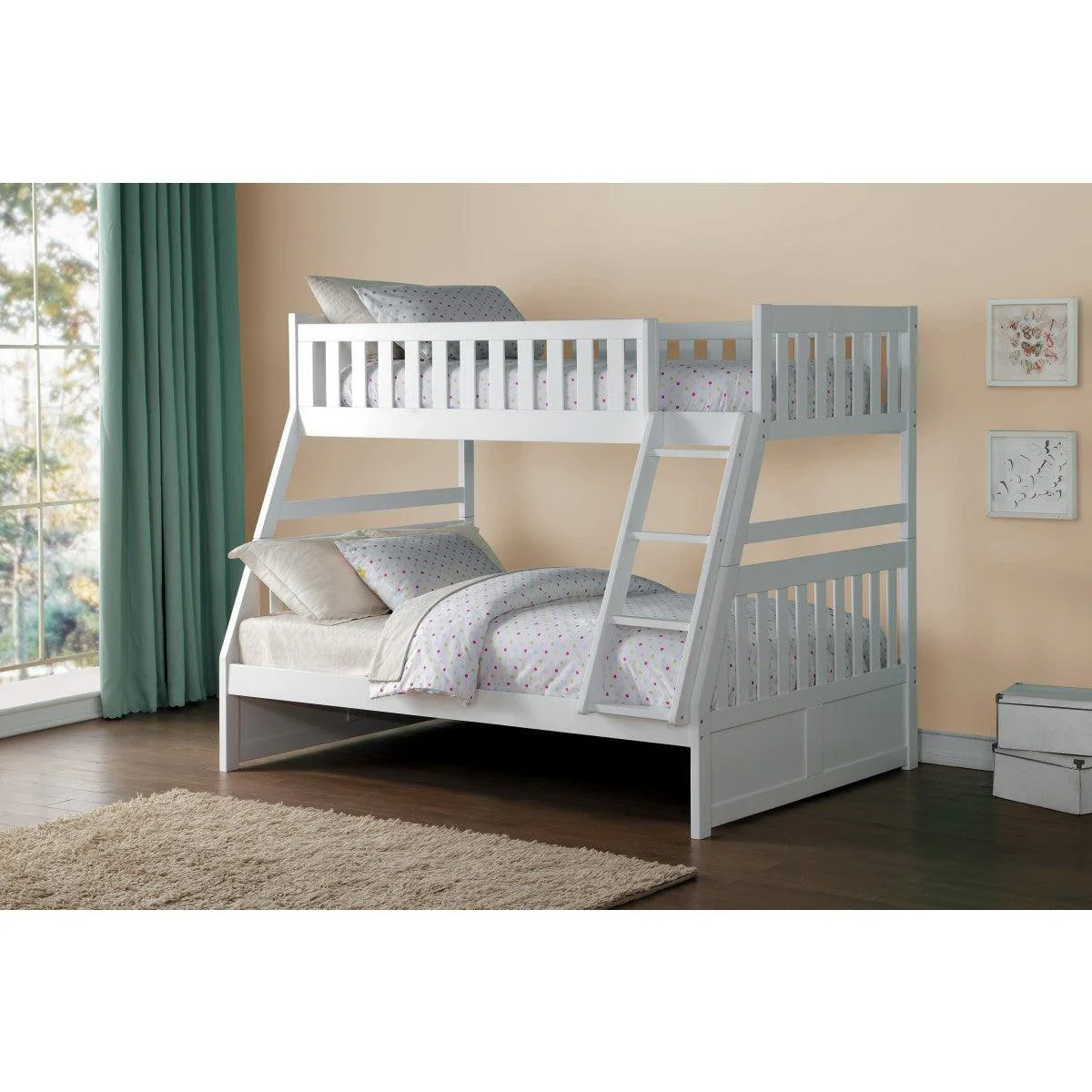 Galen White Twin Full Bunk Bed