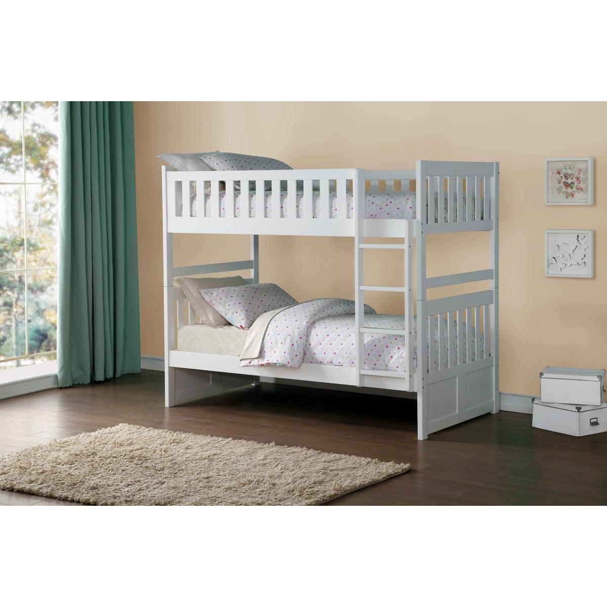 Galen White Twin Over Twin Bunk Bed