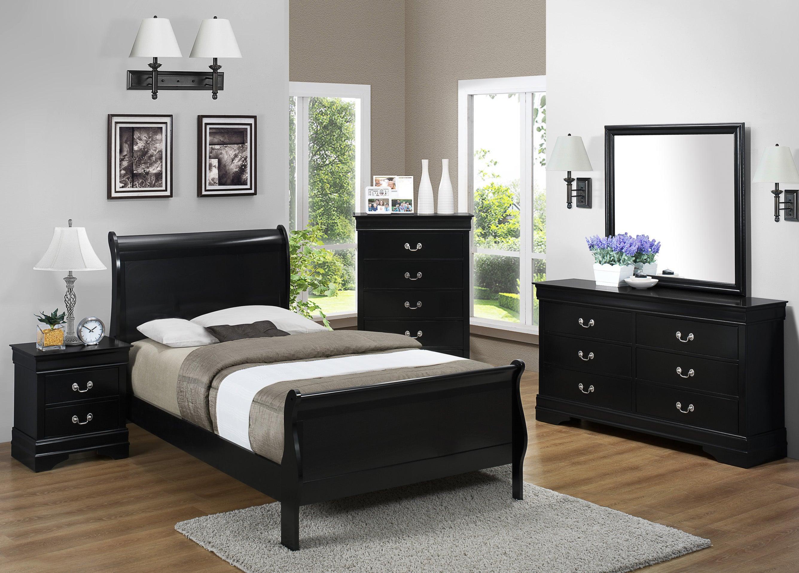 Louis Philip Black Sleigh Bedroom Set - Image 3