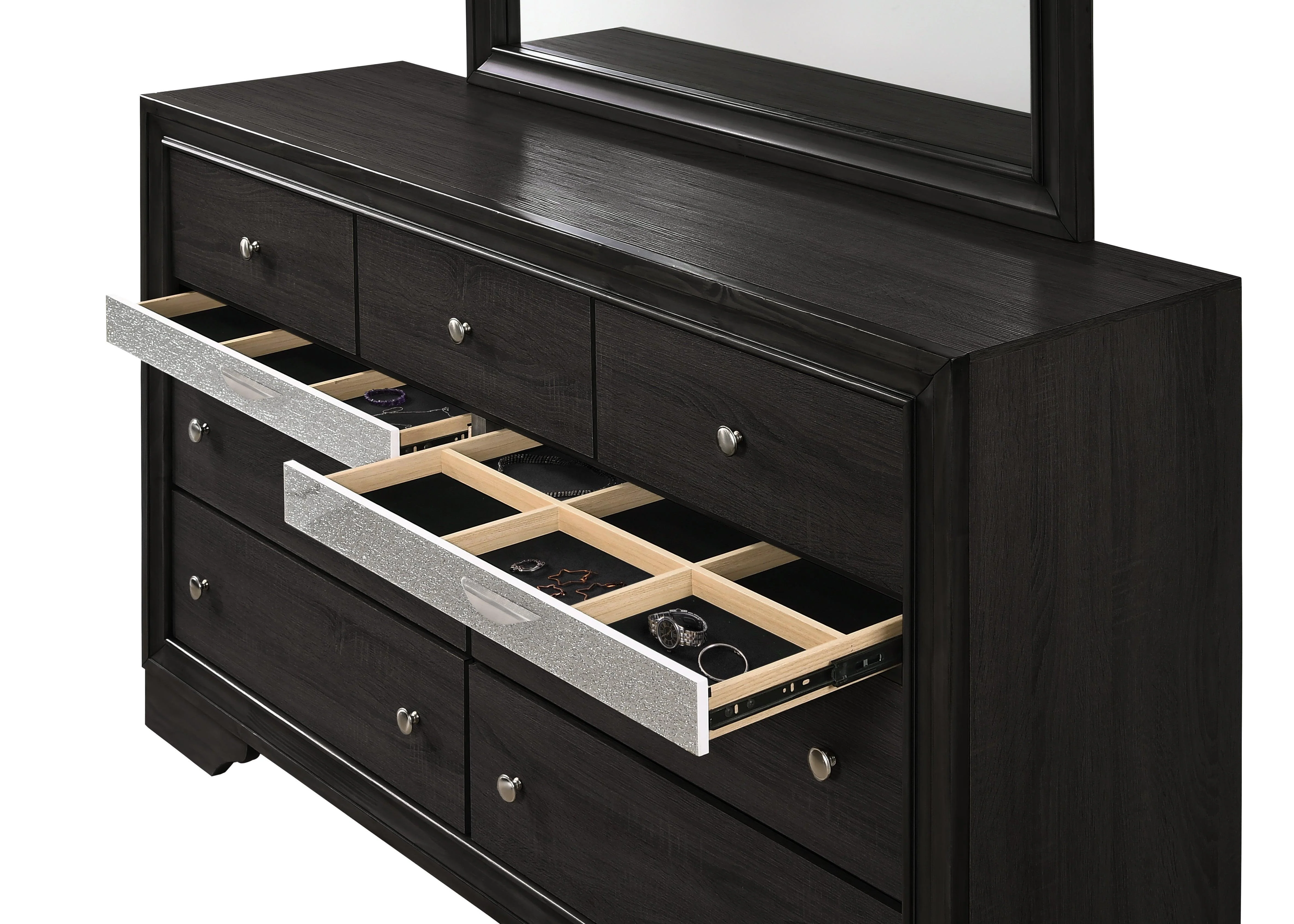 Regata Dresser Black Silver 7 Drawers - Image 3
