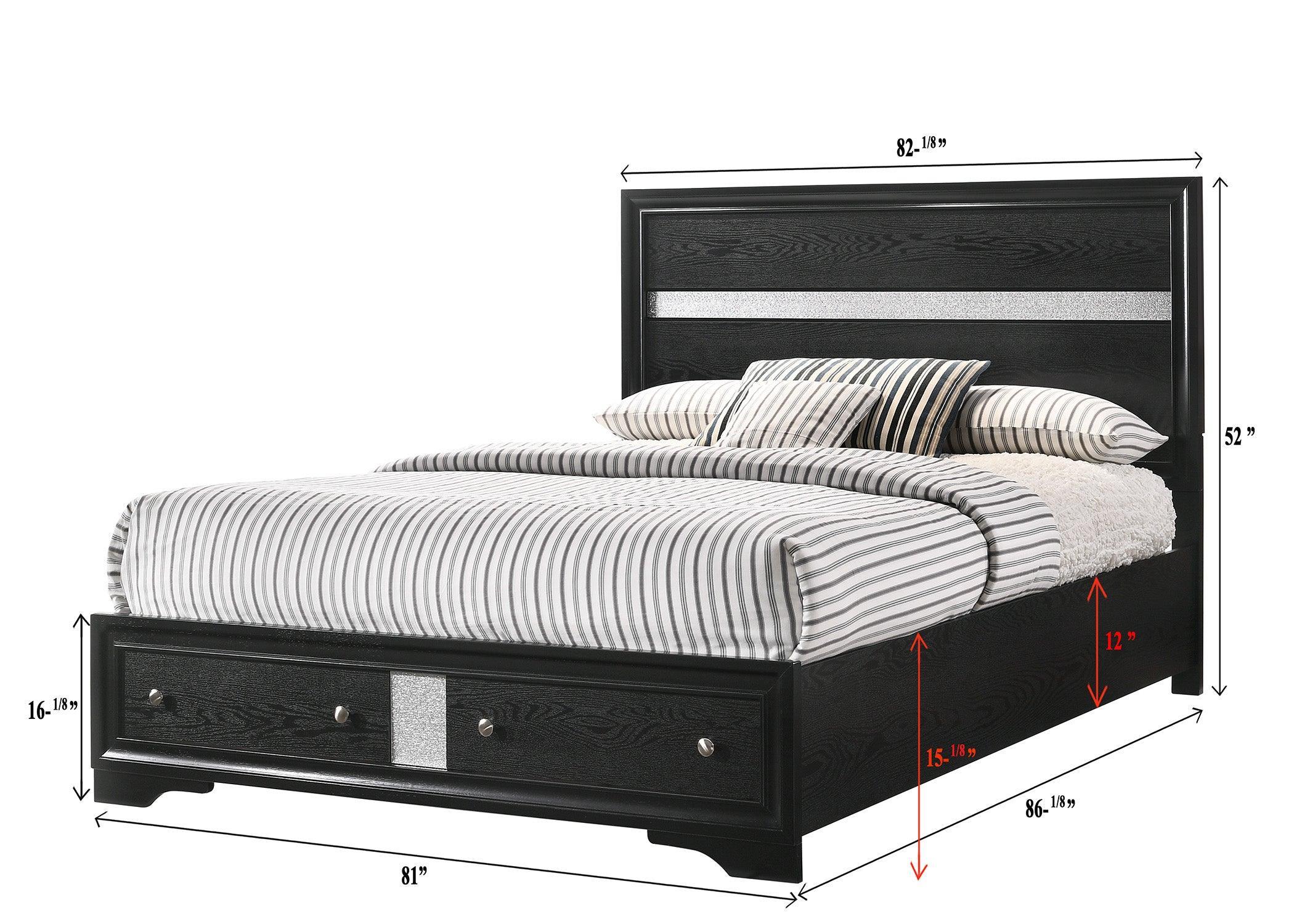 Regata Black Silver Storage Platform Bedroom Set - Image 3