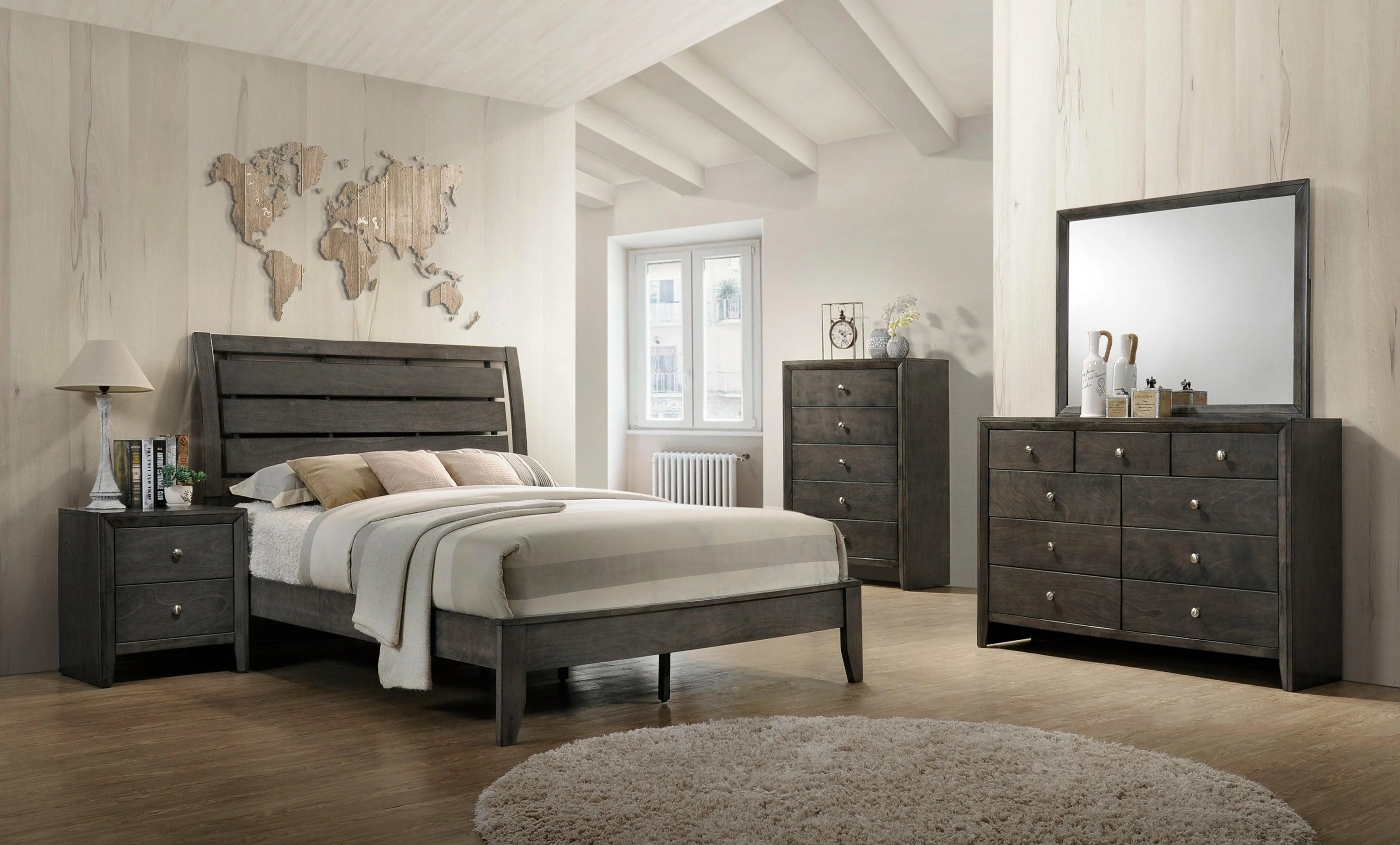 Evan Gray Upholstered Panel Full Bed - Image 2
