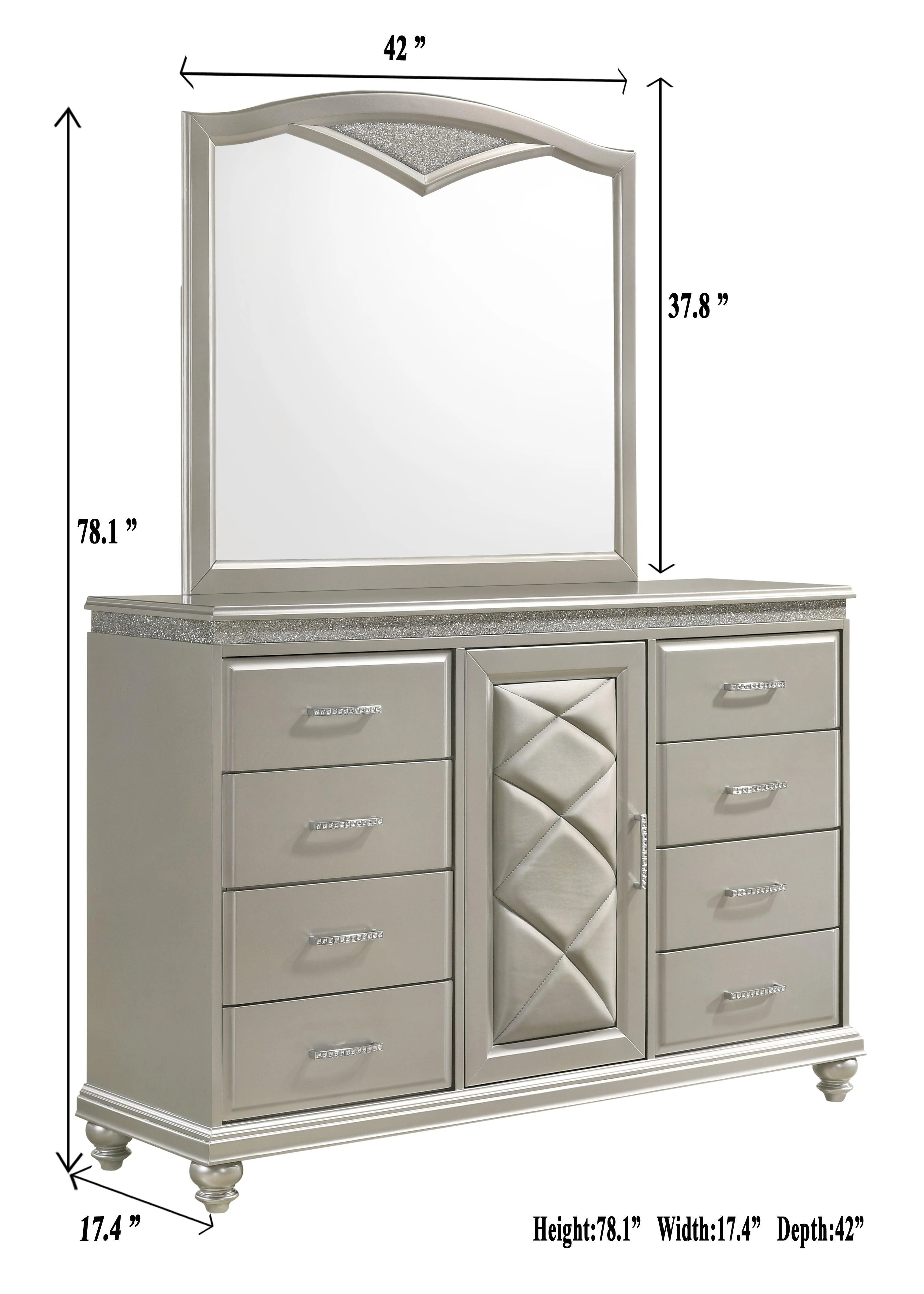 Valiant Chest Champagne Silver Faux 5 Drawers - Image 3