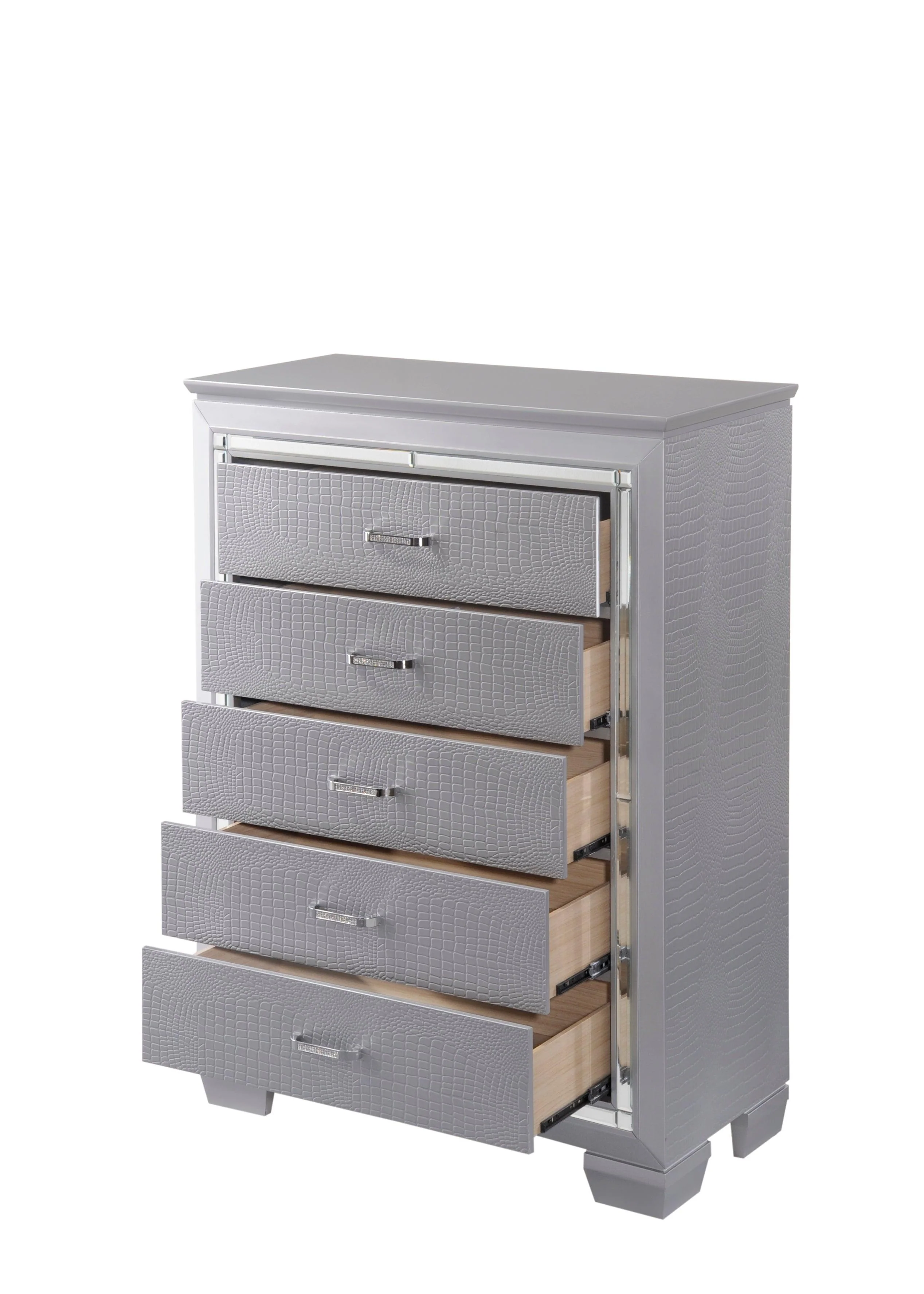 Lillian Chest Silver Faux 5 Drawers - Image 3