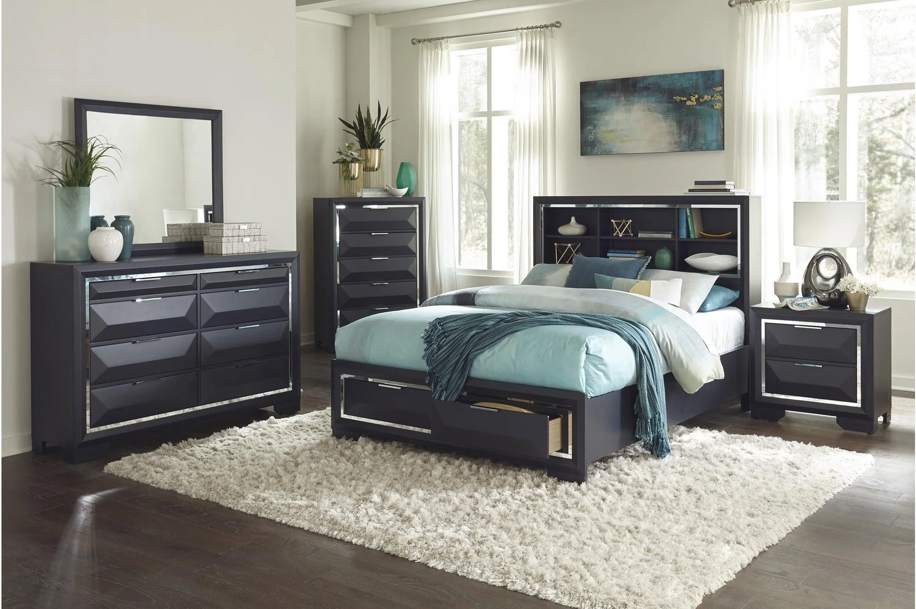 Rosemont Midnight Blue Bedroom Set - Image 1