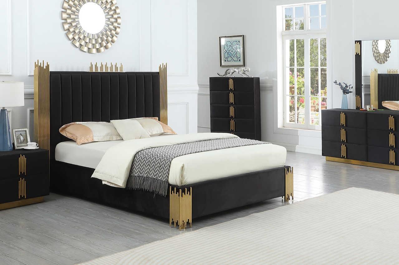 Token Black Upholstered Panel King Bed - Image 1