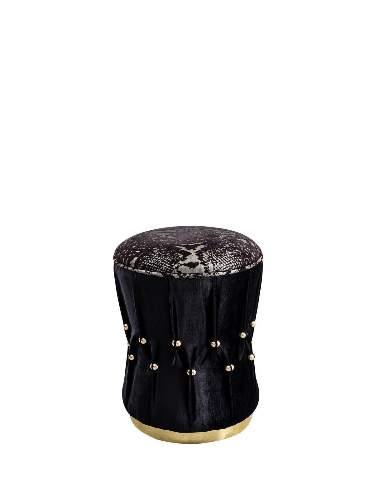 Lucy Black Velvet Stool - Image 1