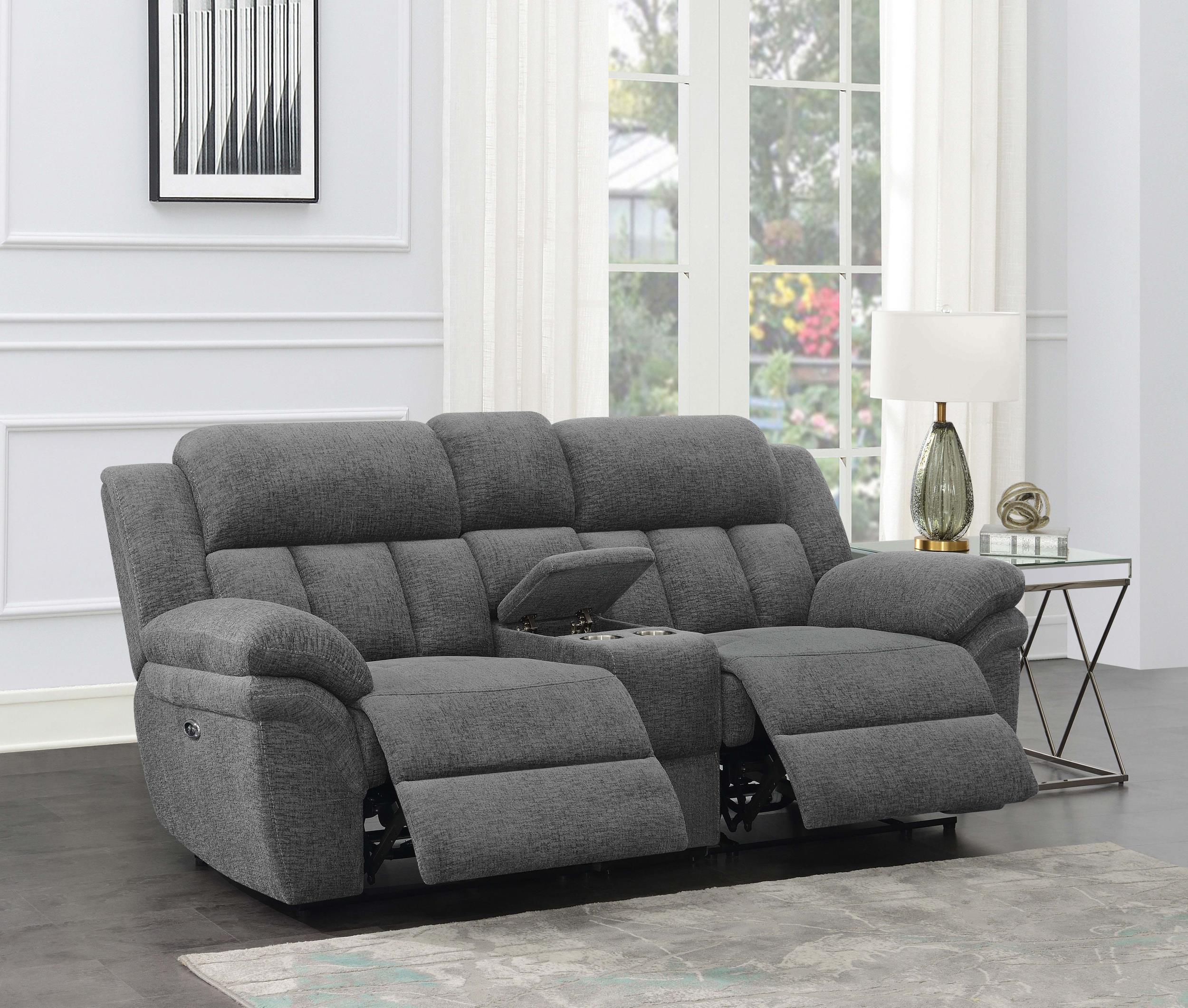 Bahrain Upholstered Power Loveseat Charcoal - Image 2
