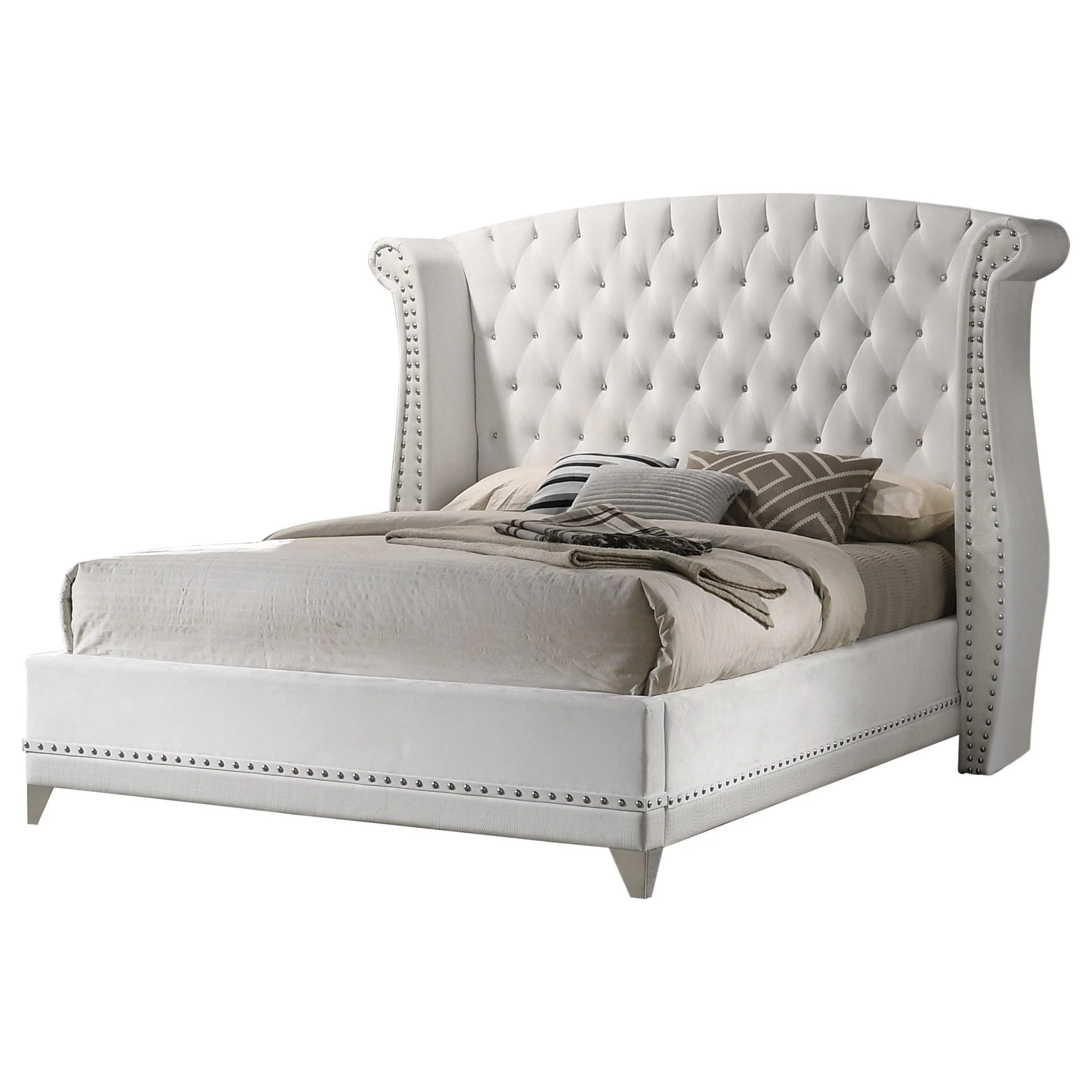 Barzini White Wingback Tufted Bedroom Set - Image 2