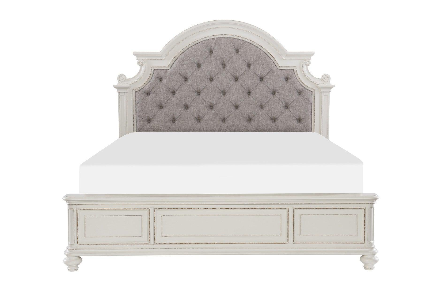 Baylesford Antique White Fabric Tufted Panel Bedroom Set - Image 2