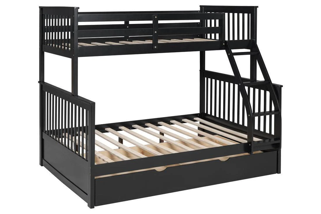 Black Twin Over Full Trundle Bunk Bed - Image 2