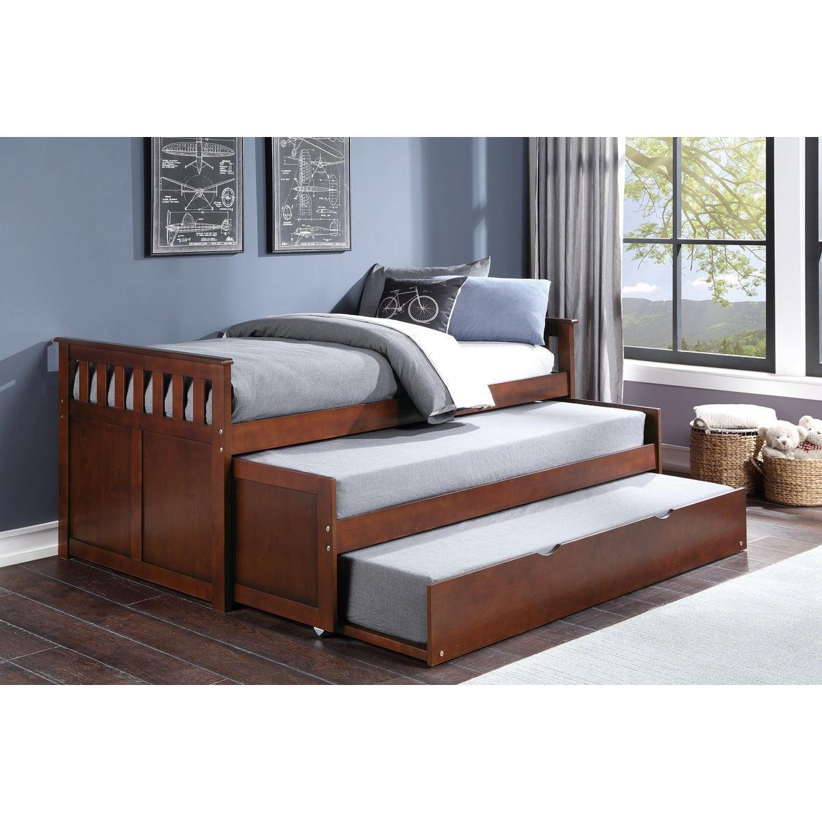 Rowe Dark Cherry Twin Over Twin Bed With Twin Trundle - Image 1