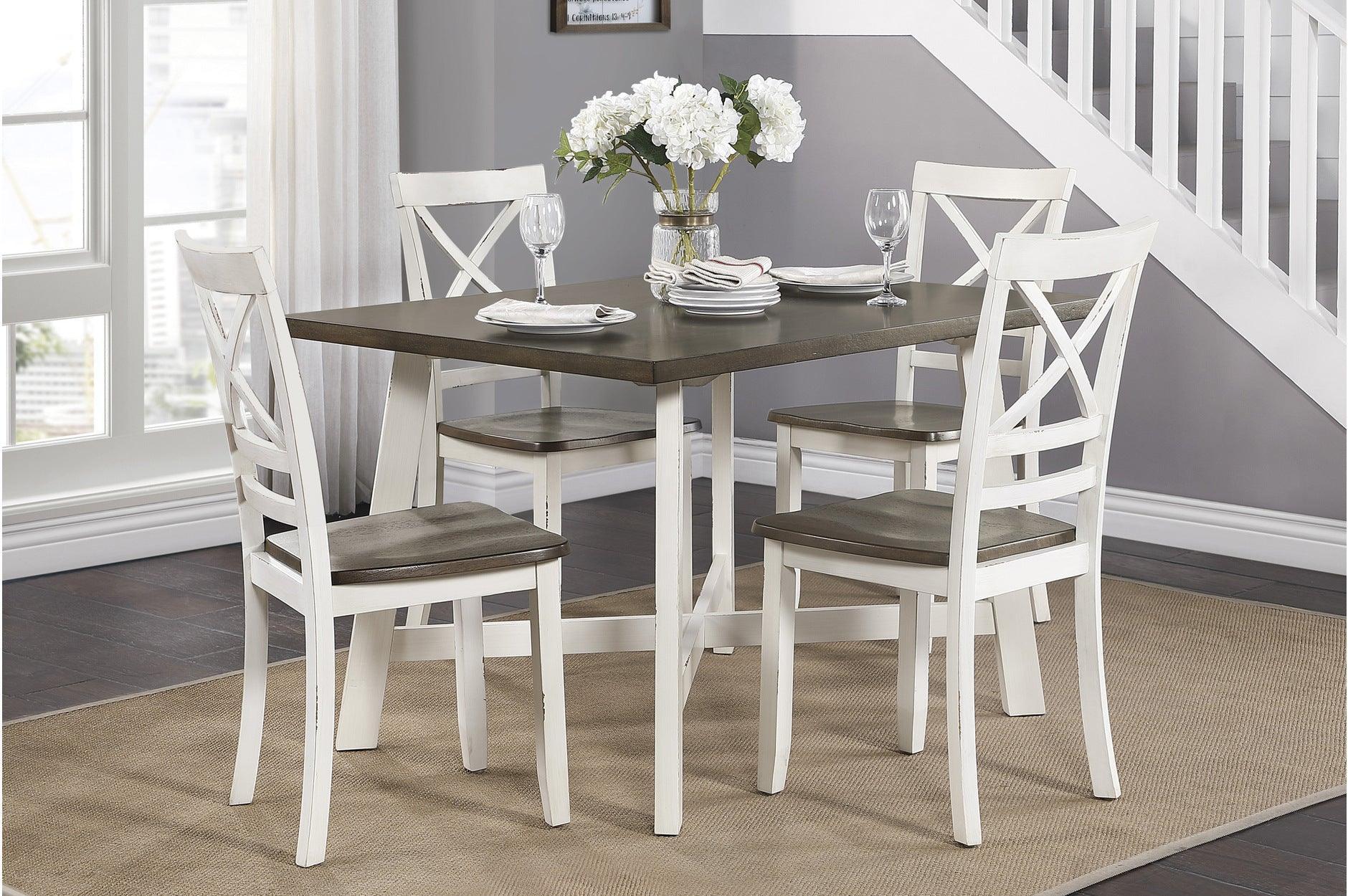 Troy White Gray Fixed Top Rectangular Dining Room Set - Image 1