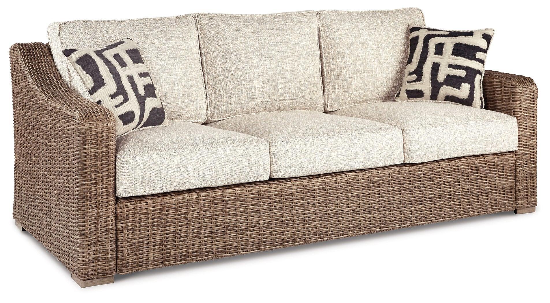 Beachcroft Beige Outdoor Sofa With 2 Lounge Chairs - Image 3