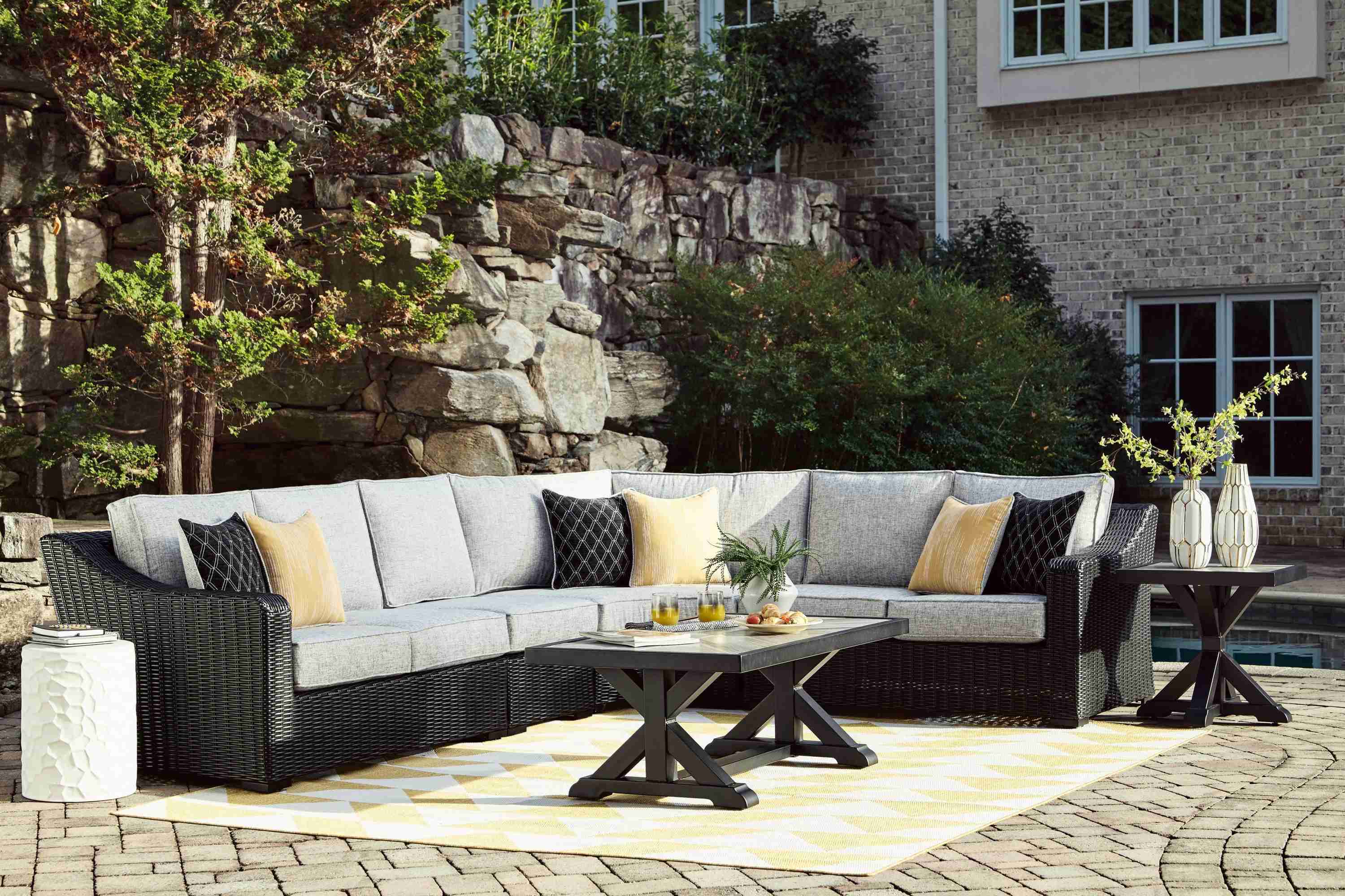 Beachcroft Black 4-Piece Outdoor Sectional - Image 2