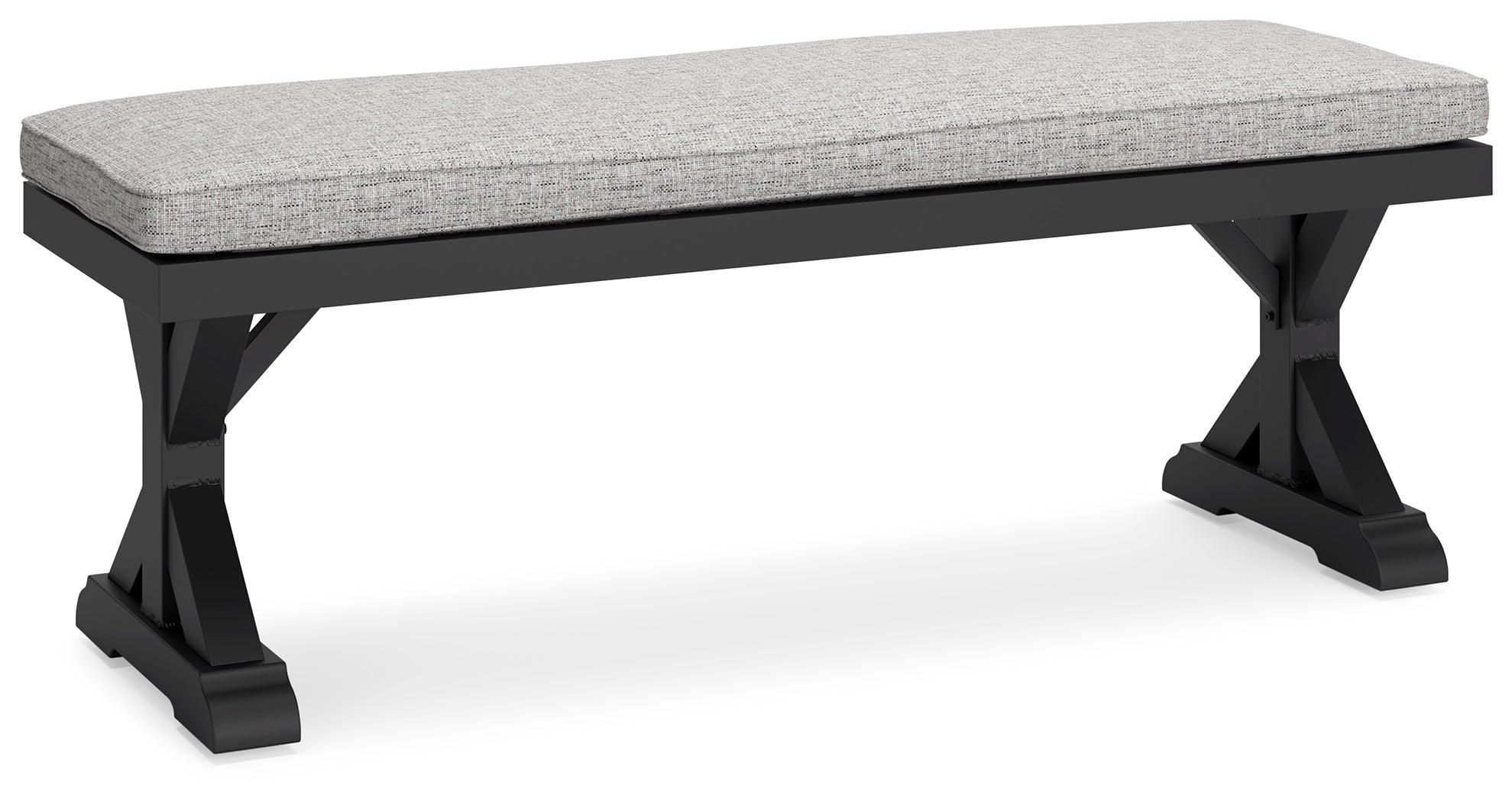 Beachcroft Black Light Gray Outdoor Bench With Cushion - Image 2