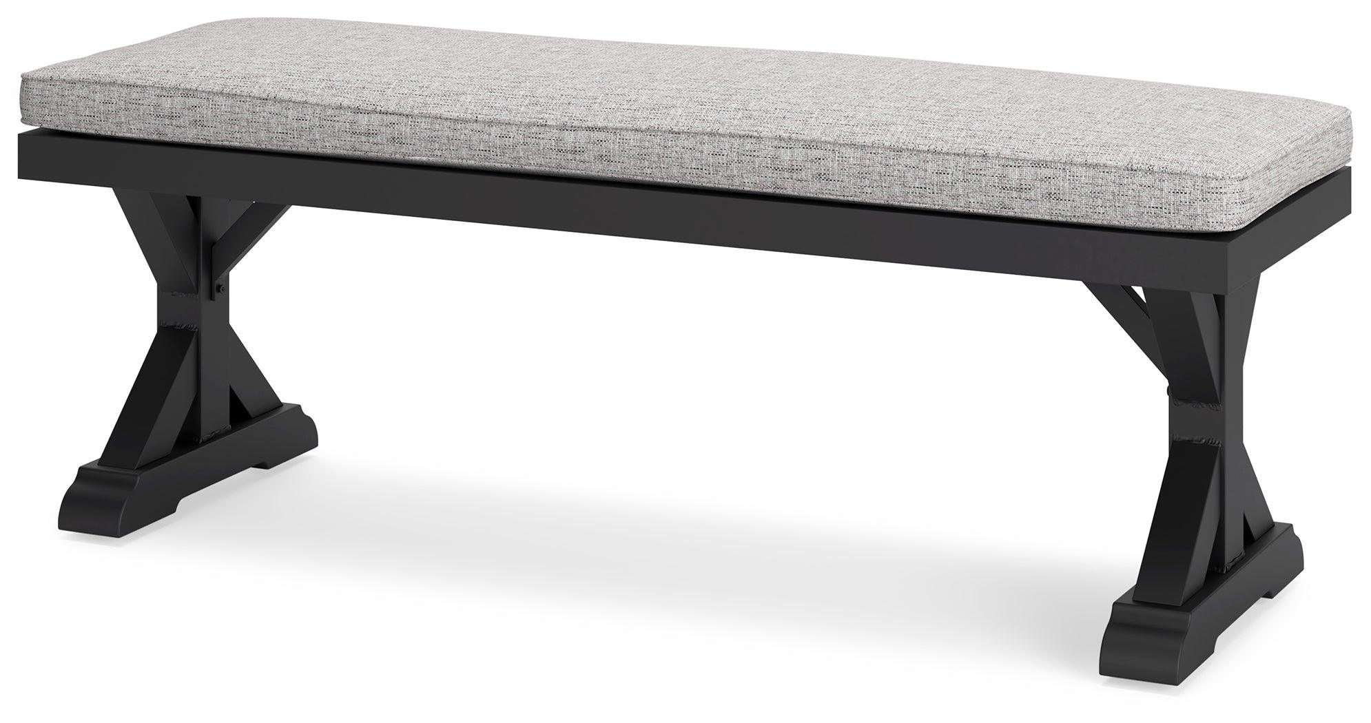 Beachcroft Black Light Gray Outdoor Bench With Cushion - Image 3