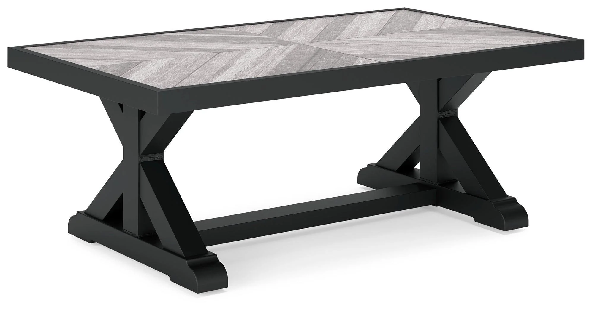Beachcroft Black Light Gray Outdoor Sofa And 2 Chairs With Coffee Table - Image 2